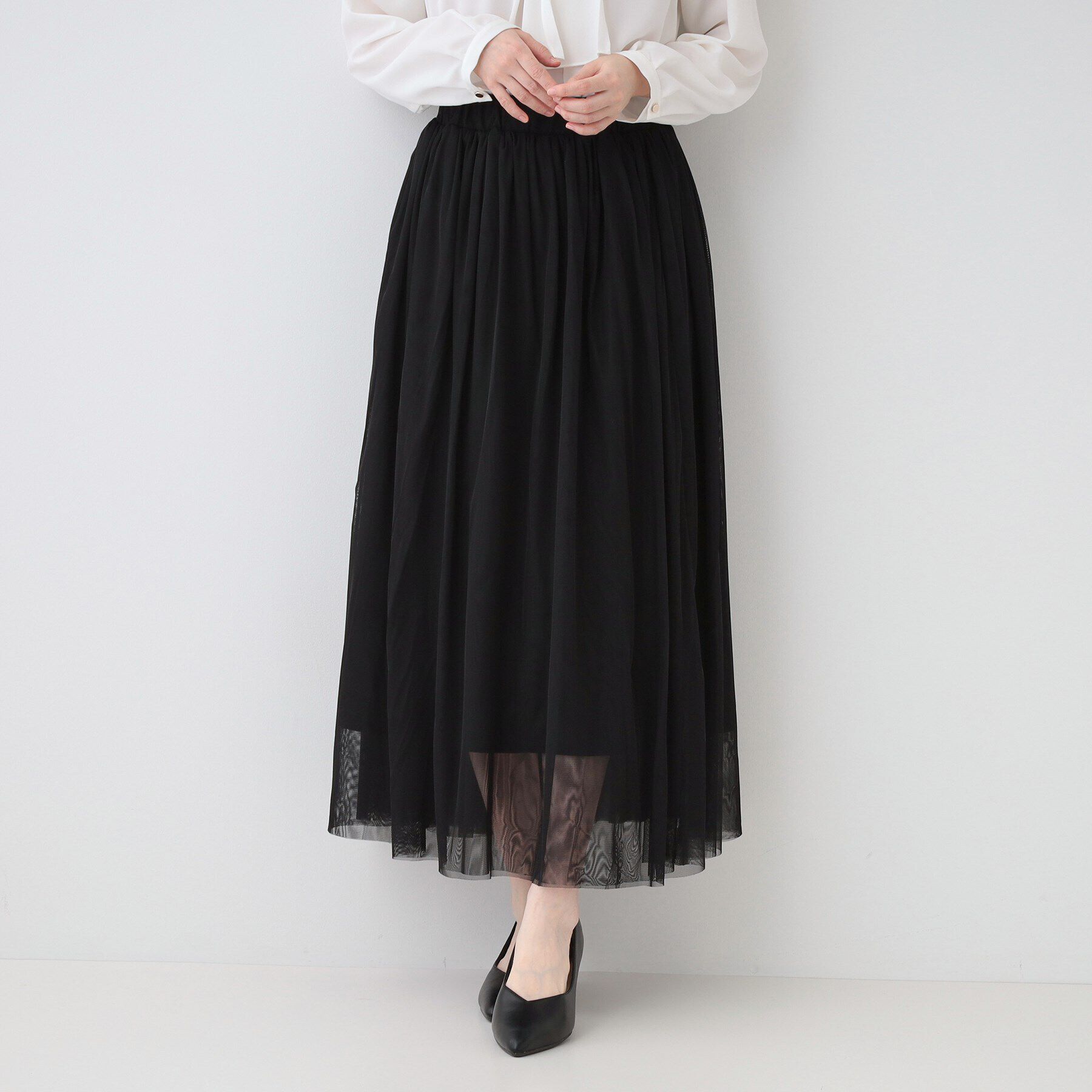 SHOO･LA･RUE「【セレモニーからデイリーまで】女性らしさあふれる チュールスカート」|スカート|