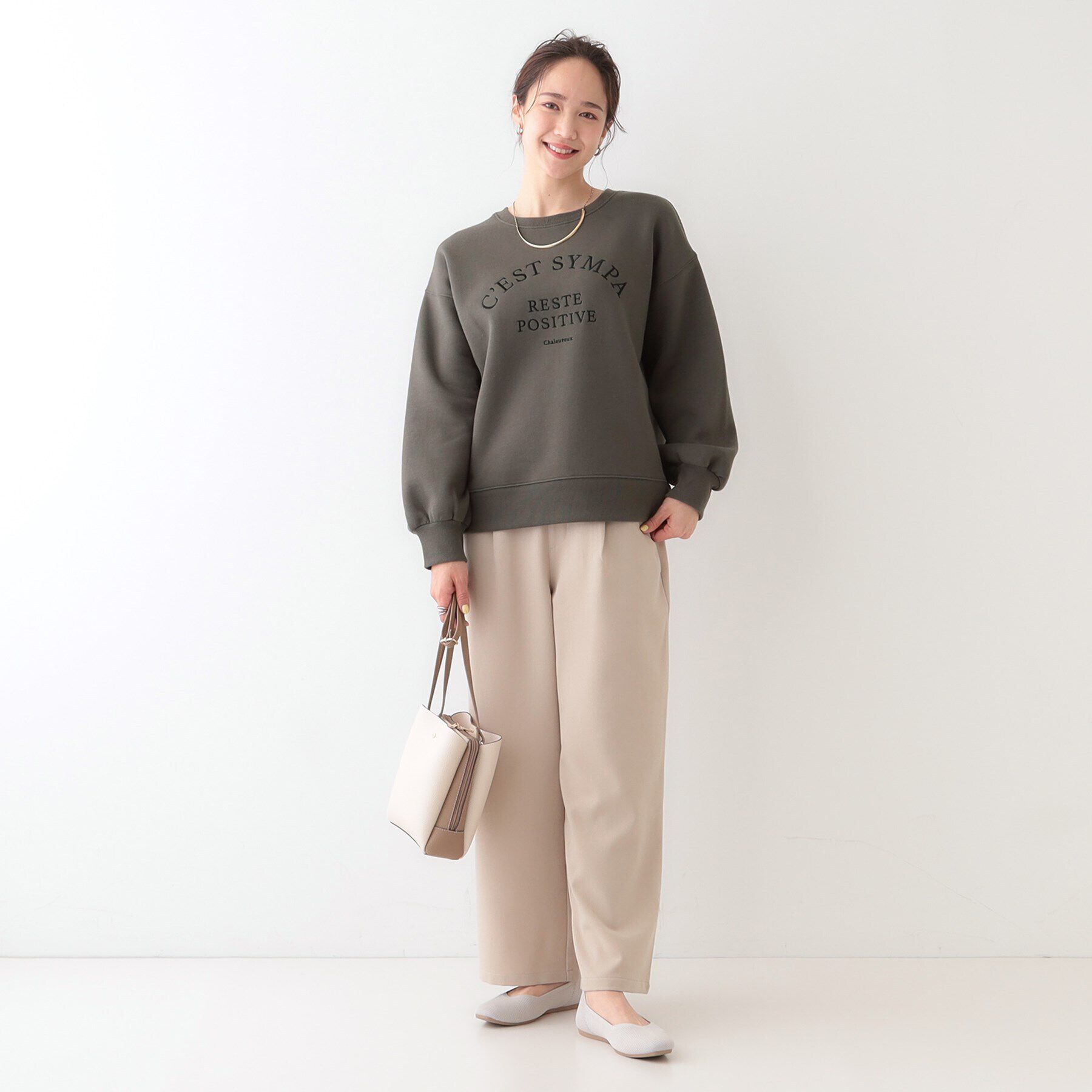 SHOO･LA･RUE「【S-LL】ロゴ刺繍で大人っぽく 裏起毛トップス」|Tシャツ・カットソー|