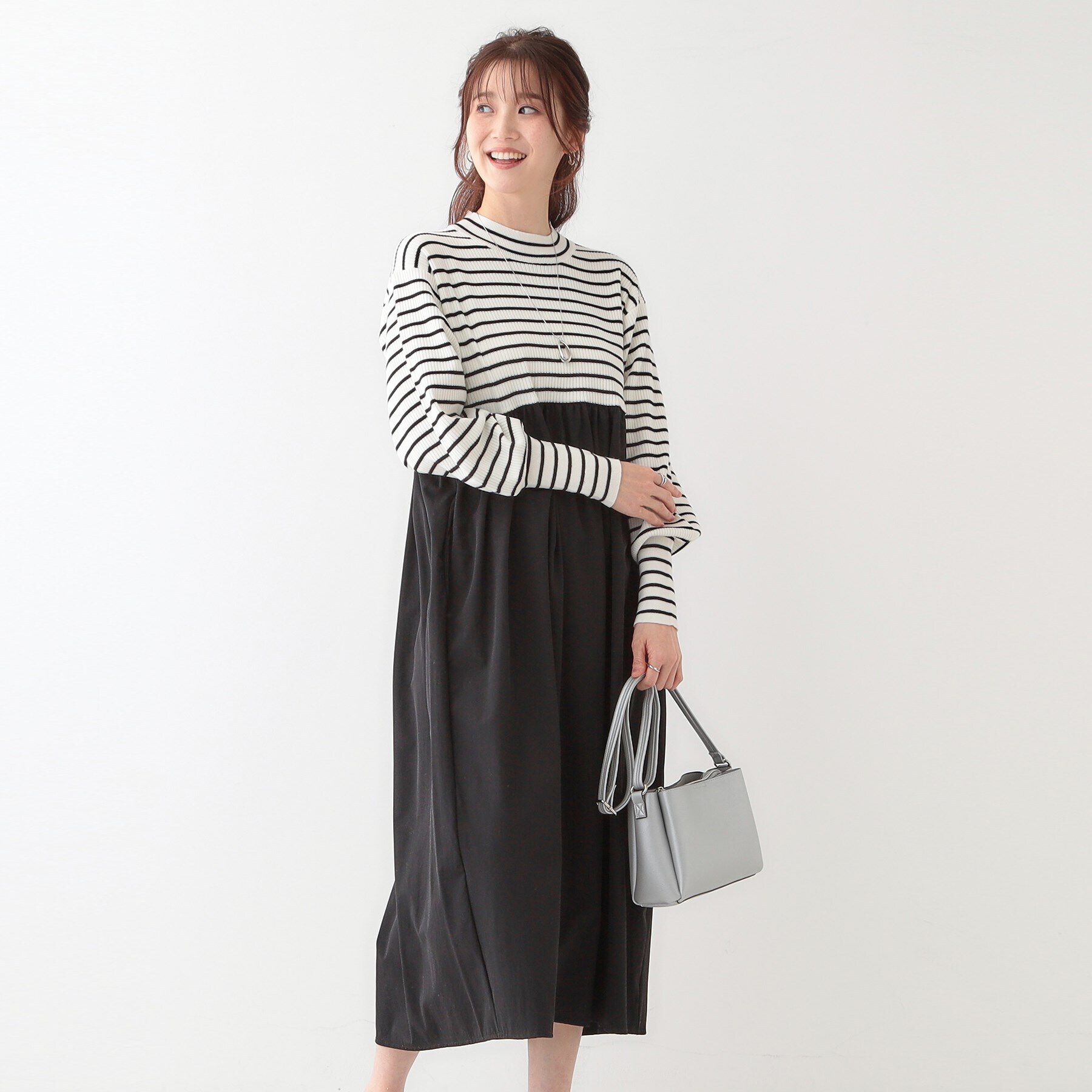 SHOO･LA･RUE「【S-LL】リブニットドッキングワンピース」|ワンピース|