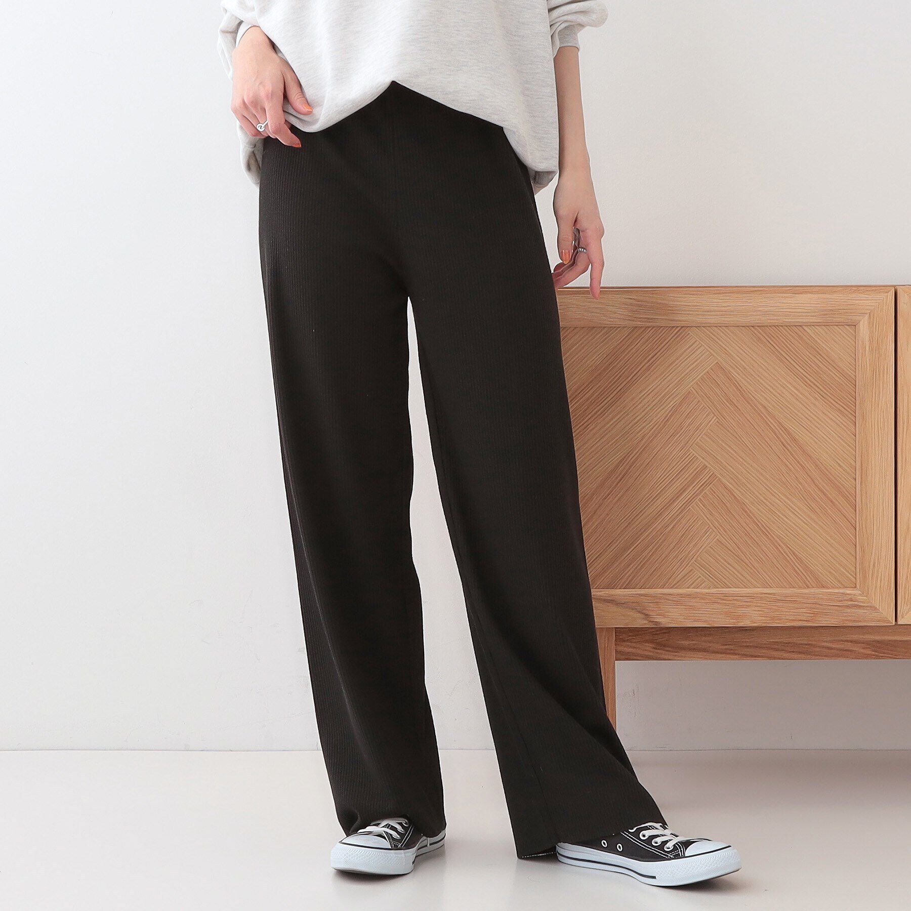 SHOO･LA･RUE「【洗える/S-LL】やわらか楽ちん カットリブパンツ」|その他|