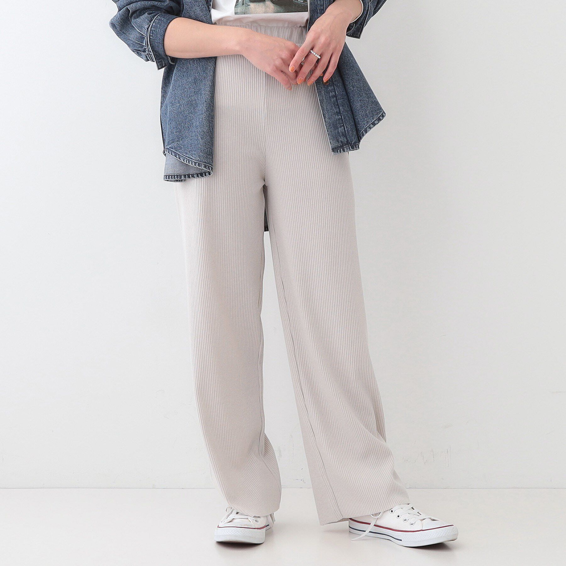 SHOO･LA･RUE「【洗える/S-LL】やわらか楽ちん カットリブパンツ」|その他|