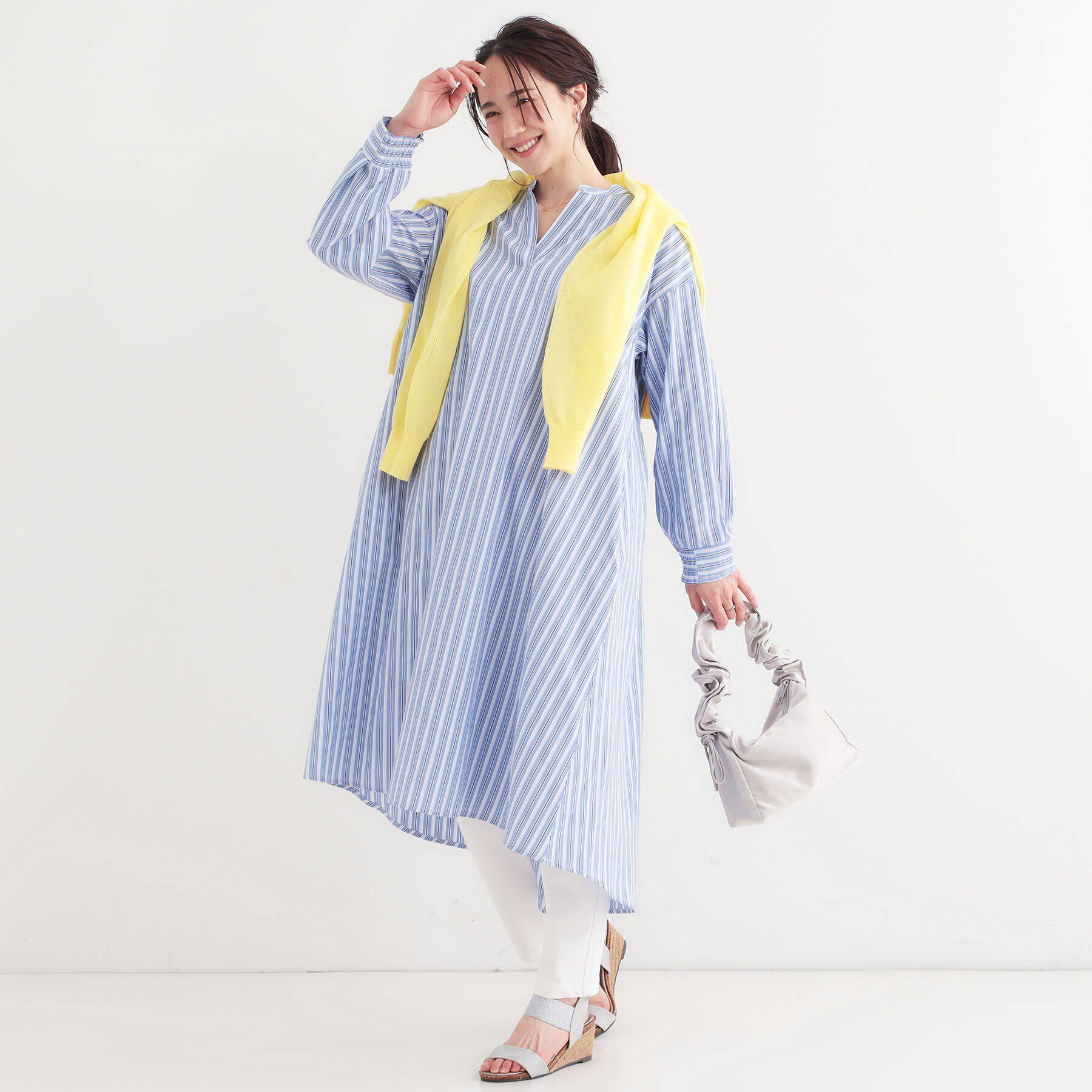 SHOO･LA･RUE「【洗える/S-LL】ストライプAラインワンピース」|ワンピース|