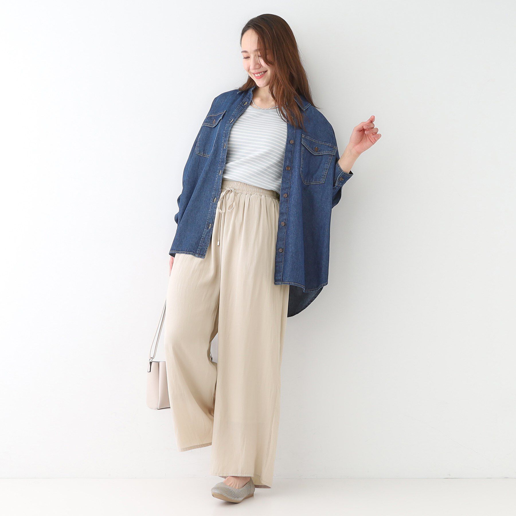 SHOO･LA･RUE「【高レビュー/着丈選べる】さらり柔らか マットサテンワイドパンツ」|その他|