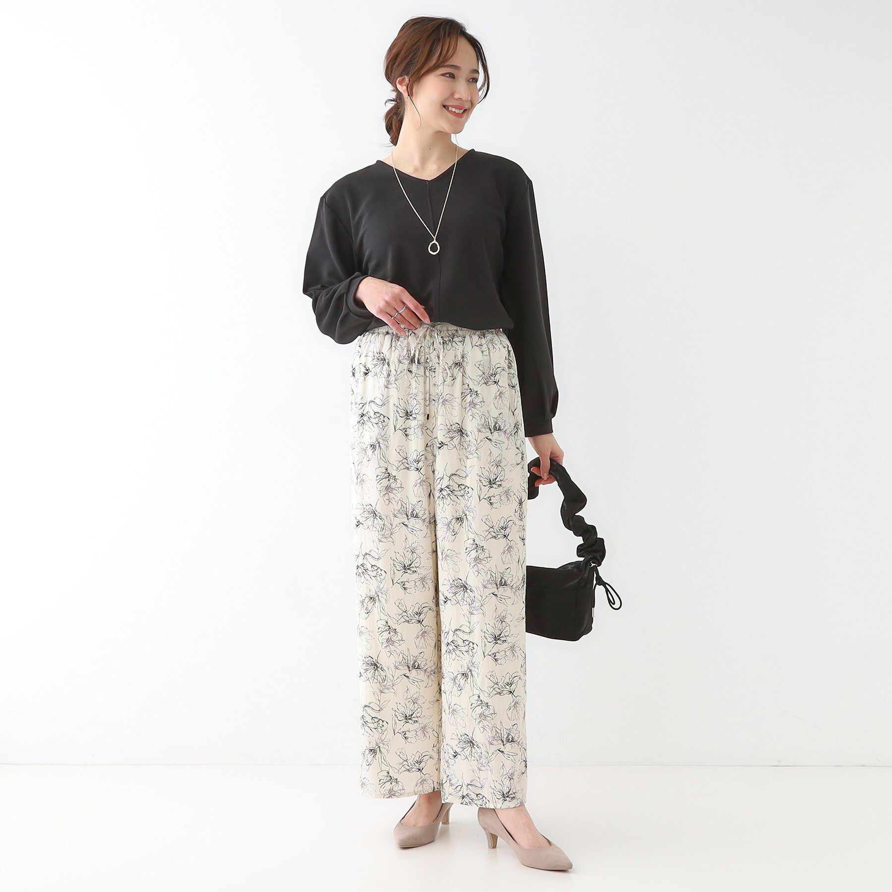 SHOO･LA･RUE「【高レビュー/着丈選べる】さらり柔らか マットサテンワイドパンツ」|その他|