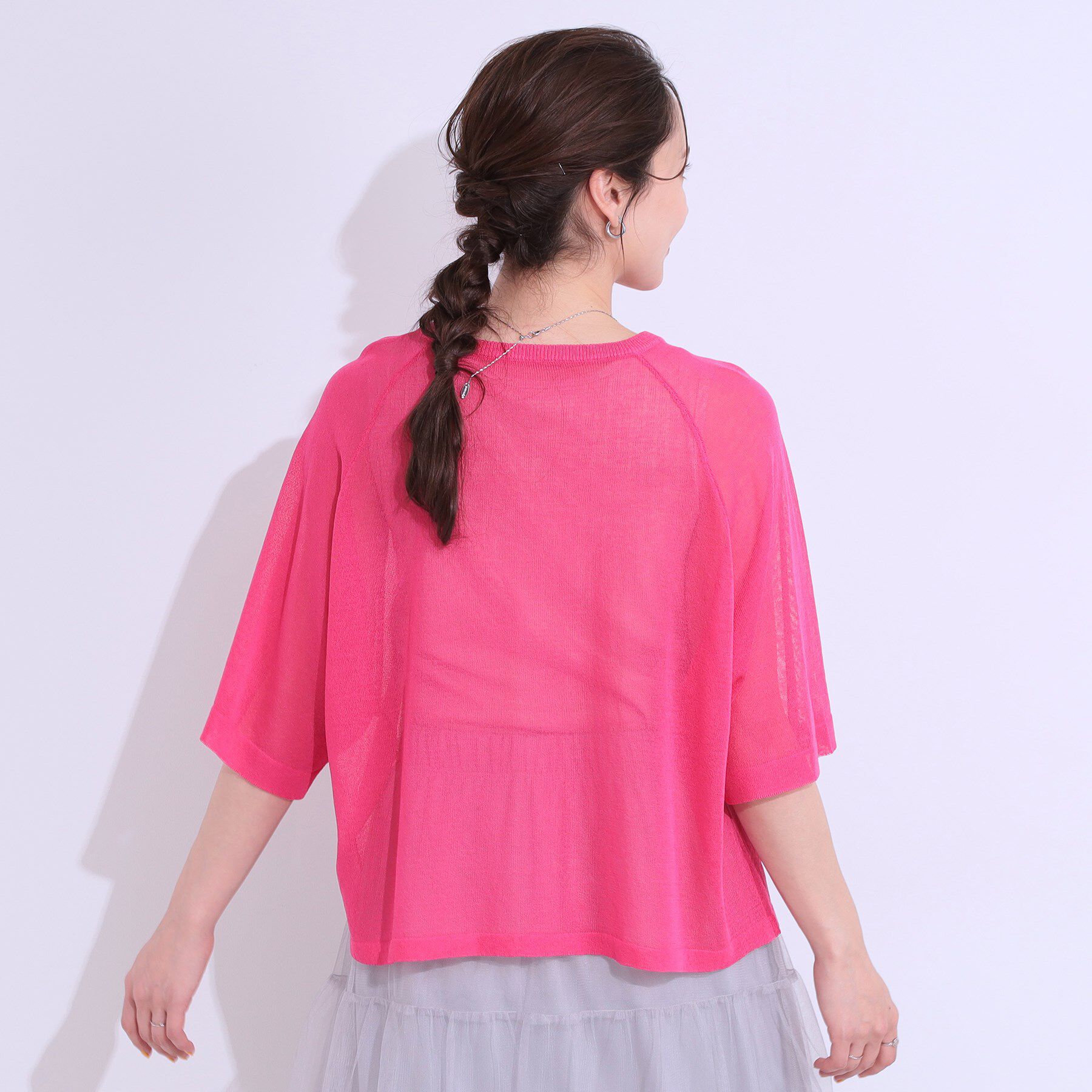 SHOO･LA･RUE「【S-LL】シアー感がこなれ見え お袖ゆったりロゴニット」|ニット・セーター|