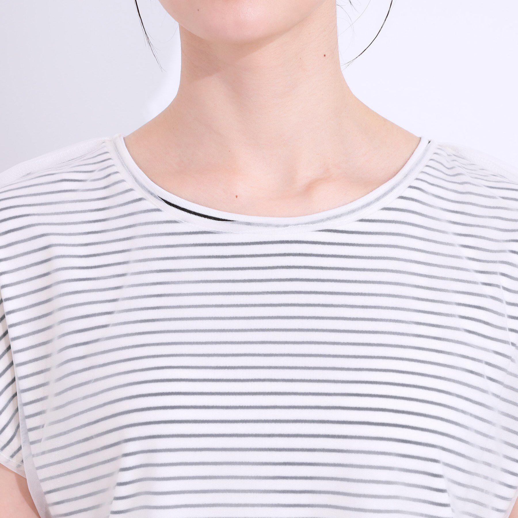 SHOO･LA･RUE「【S-LL/2点セット】程よい甘さをプラス Tシャツ＋チュールトップス」|Tシャツ・カットソー|