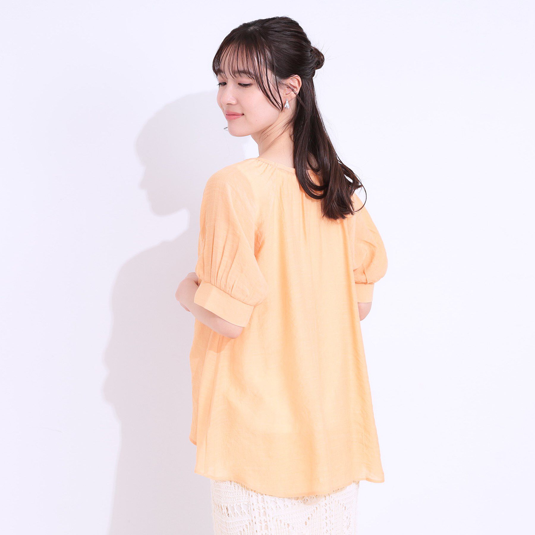 SHOO･LA･RUE「【S-LL/2点セット】インせず着られる はしごレース5分袖ブラウス」|シャツ・ブラウス|