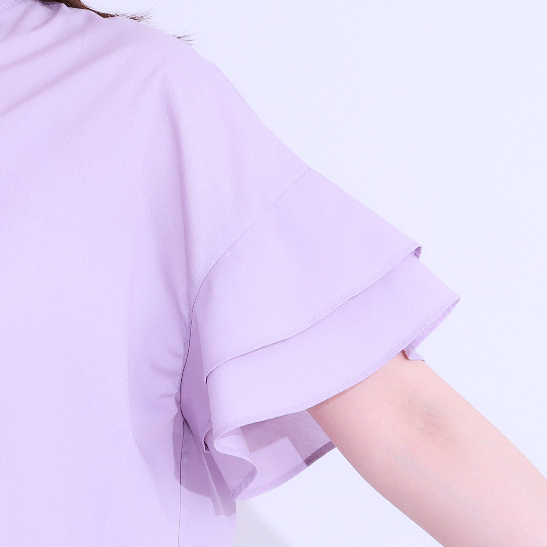 SHOO･LA･RUE「【洗える/S-LL】袖フリルスキッパーシャツ」|シャツ・ブラウス|