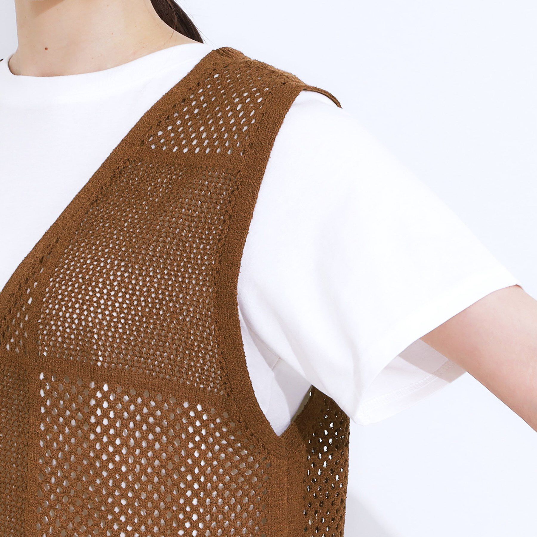 SHOO･LA･RUE「【前後2WAY】リネンライクブークレ パッチワーク風ニットワンピース」|ワンピース|