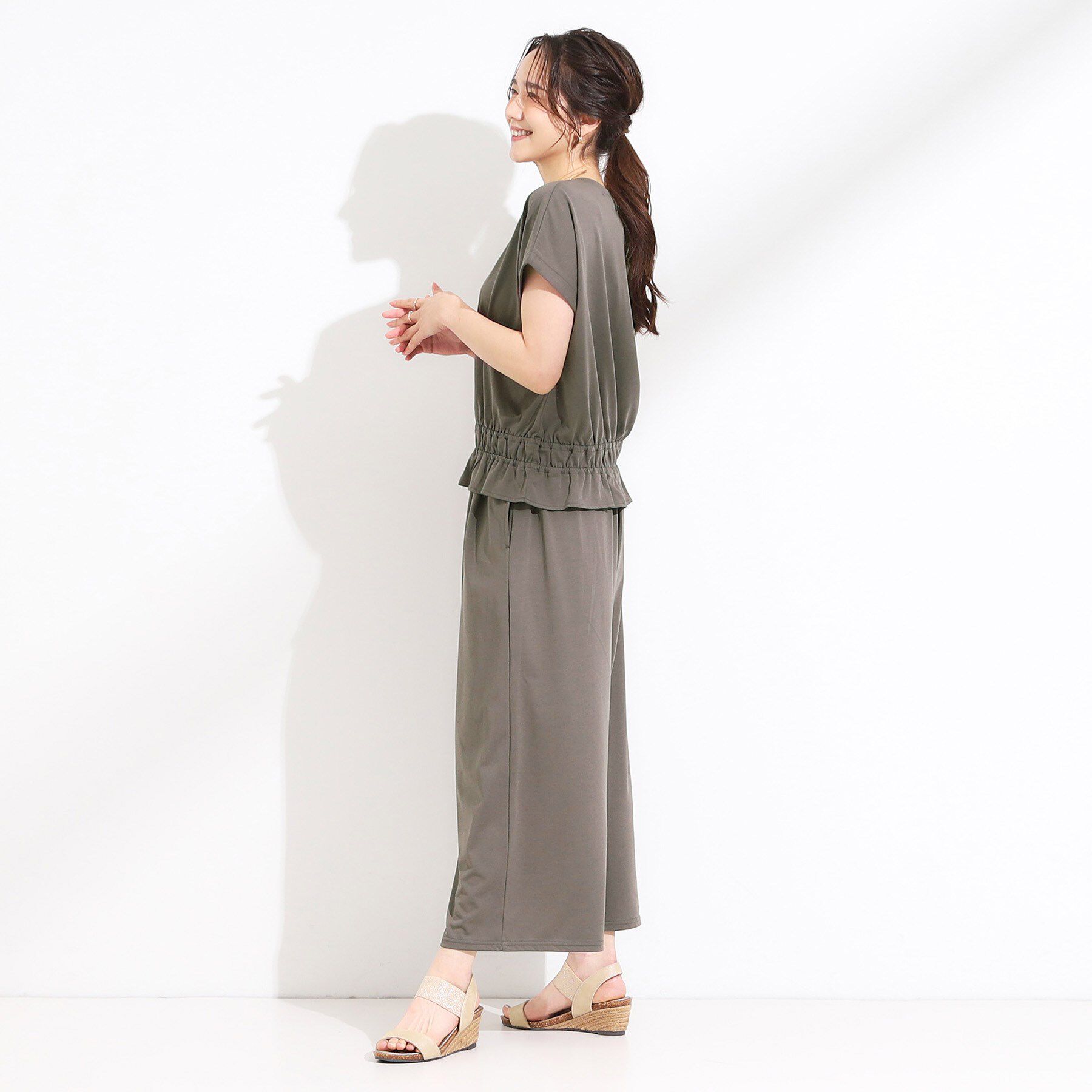 SHOO･LA･RUE「【ひんやり/2点セット】コーデに悩まず決まる トップス＋ガウチョパンツ」|スーツ|