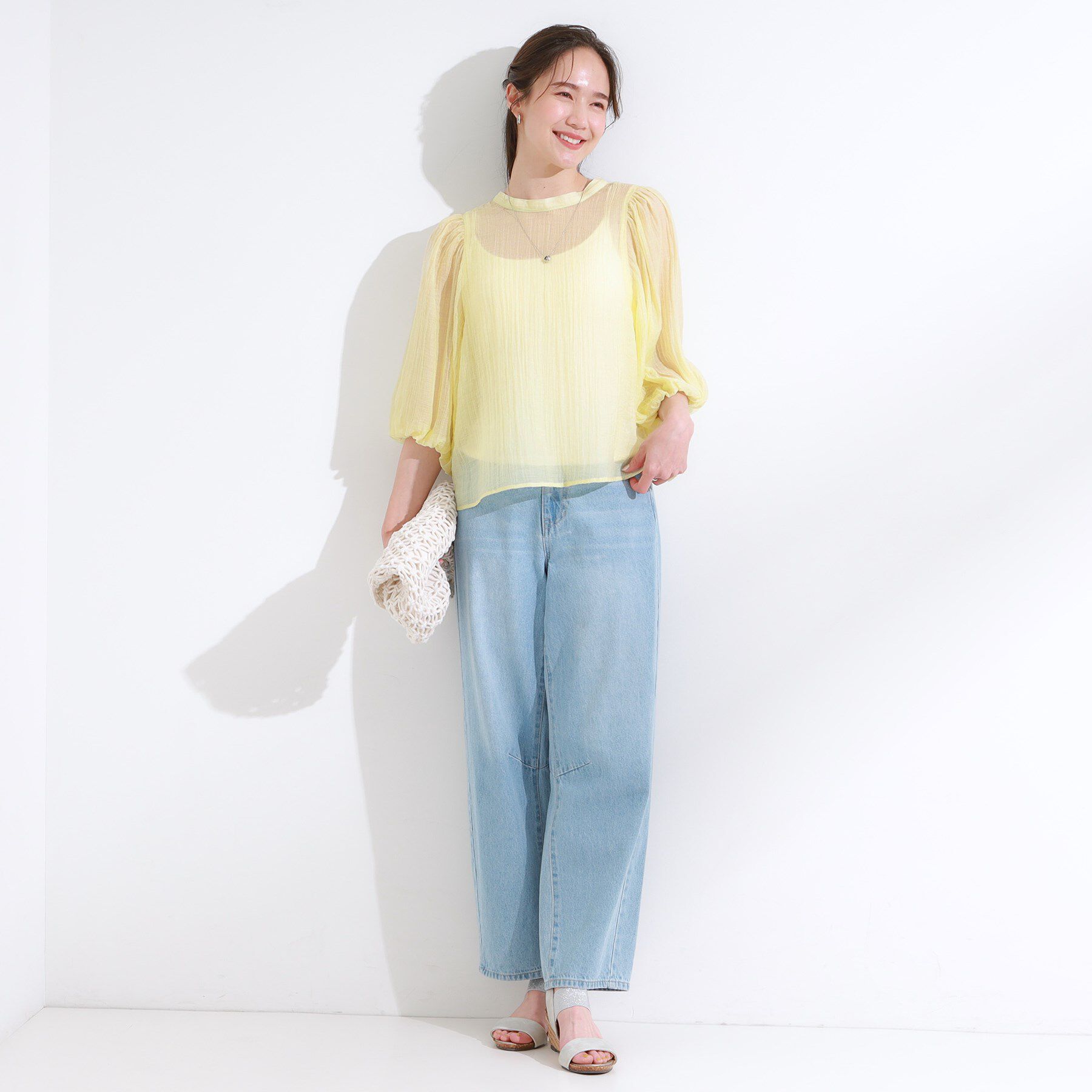 SHOO･LA･RUE「【S-LL/前後2WAY】バルーンスリーブが華やか こなれ見えシアーブラウス」|シャツ・ブラウス|