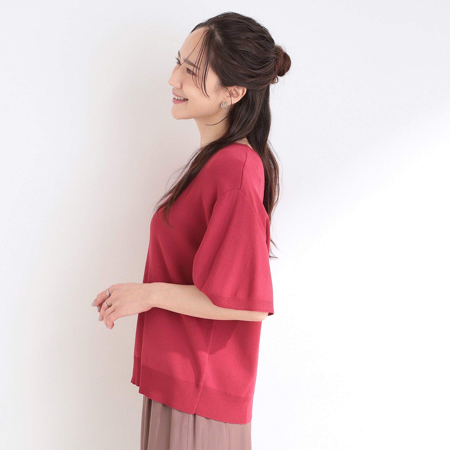 SHOO･LA･RUE「【S-LL】二の腕はカバーして魅せる フレアスリーブニット」|ニット・セーター|