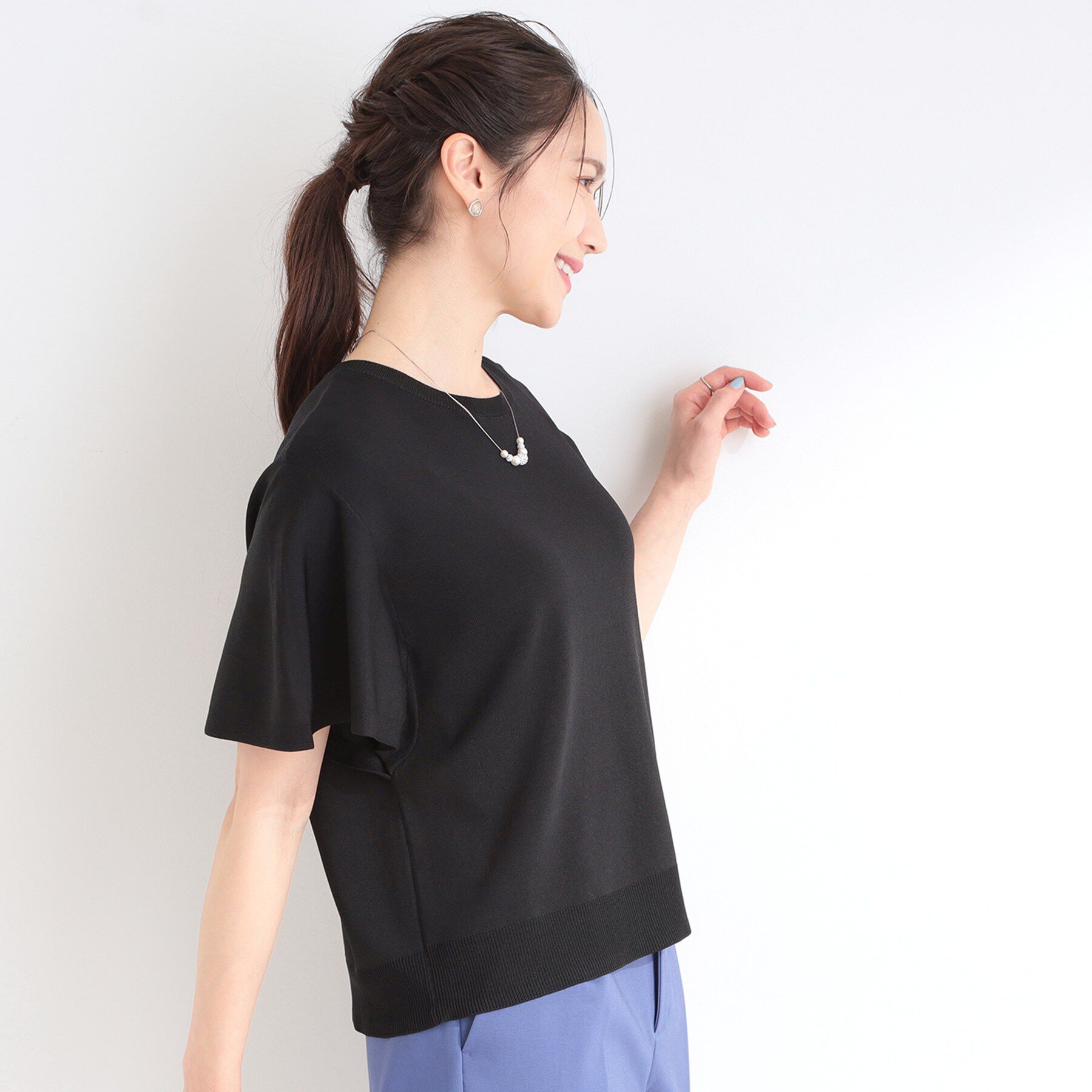 SHOO･LA･RUE「【S-LL】二の腕はカバーして魅せる フレアスリーブニット」|ニット・セーター|