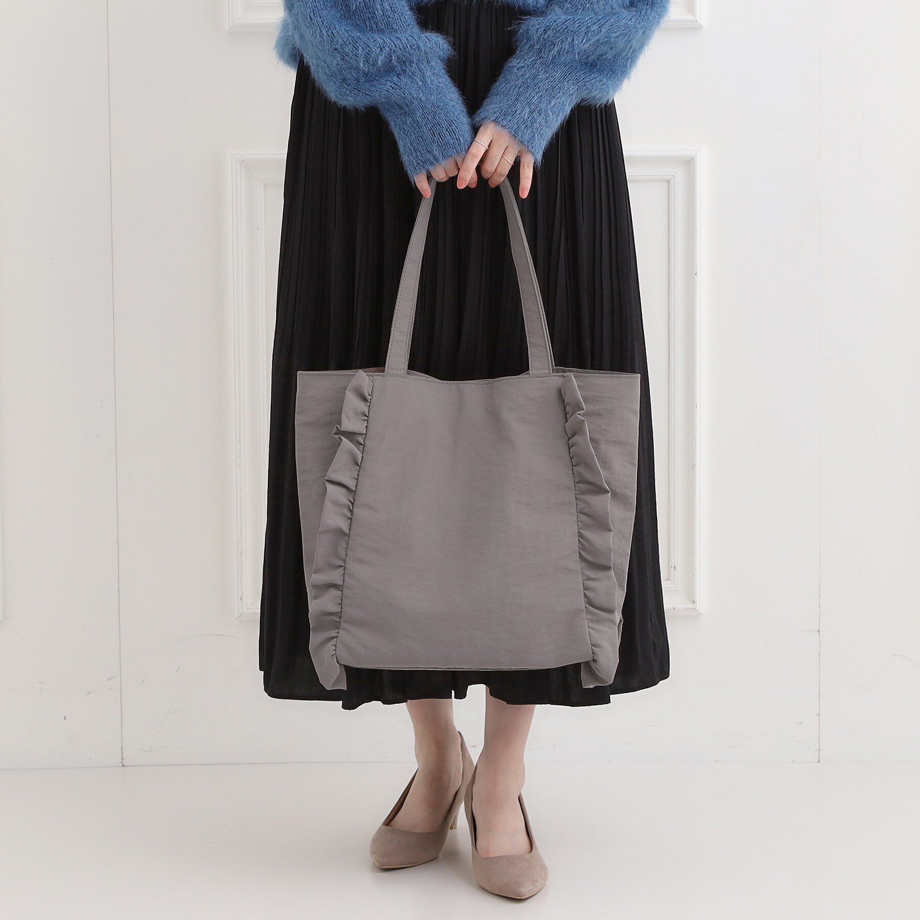 SHOO･LA･RUE「【セレモニー】フリルトートバッグ」|トートバッグ|グレー(012)