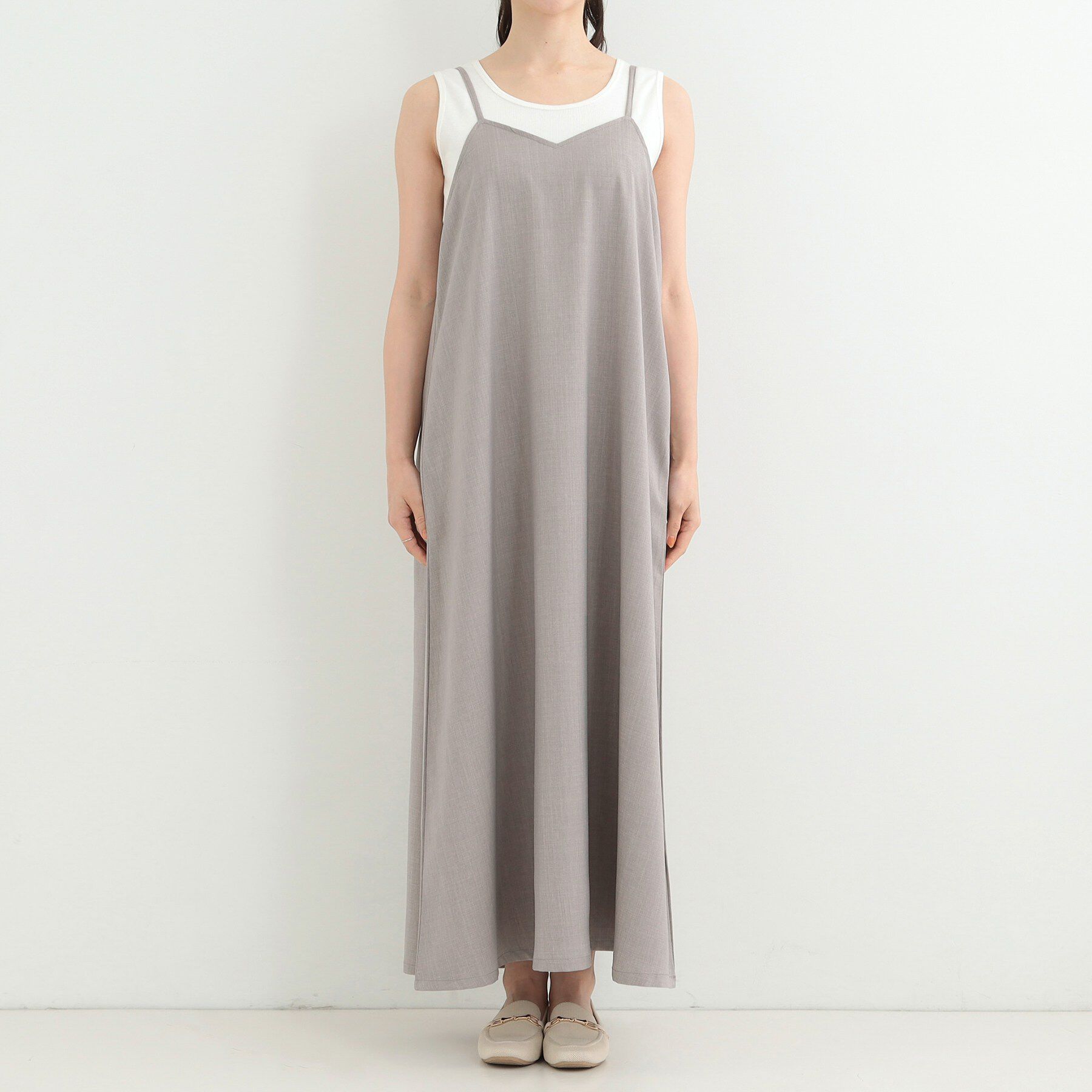 SHOO･LA･RUE「【2点セット/S-LL】おとなの抜け感 ショート丈シャツ＋キャミワンピース」|スーツ|