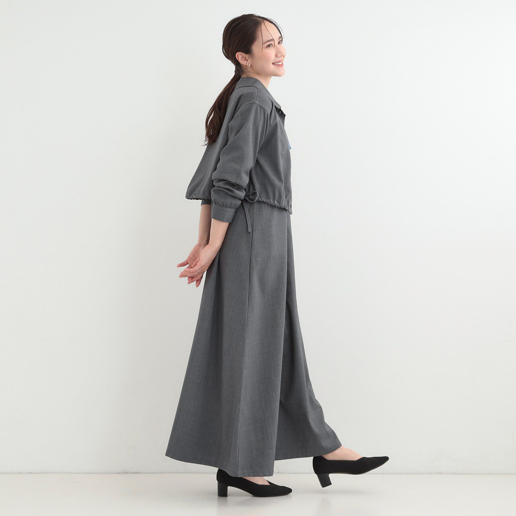 SHOO･LA･RUE「【2点セット/S-LL】おとなの抜け感 ショート丈シャツ＋キャミワンピース」|スーツ|