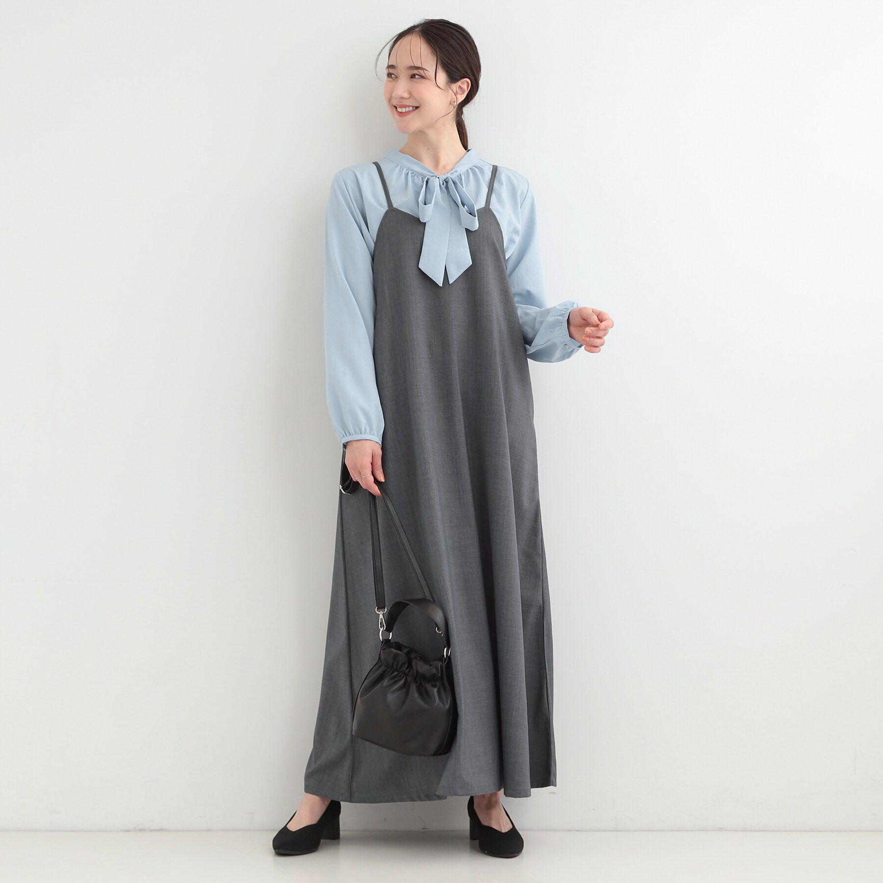 SHOO･LA･RUE「【2点セット/S-LL】おとなの抜け感 ショート丈シャツ＋キャミワンピース」|スーツ|