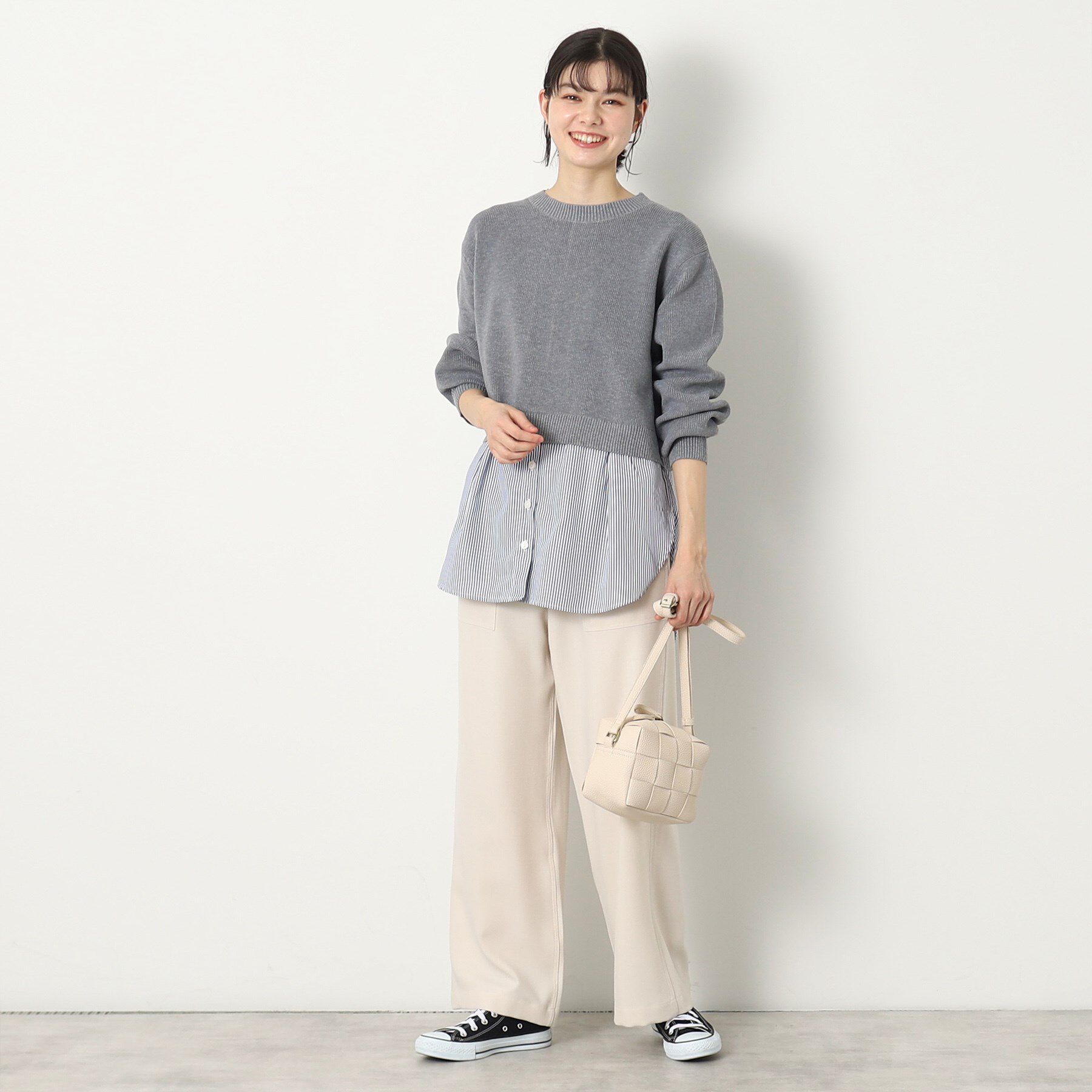 Dessin「【洗える】シャツレイヤード風ニット」|ニット・セーター|