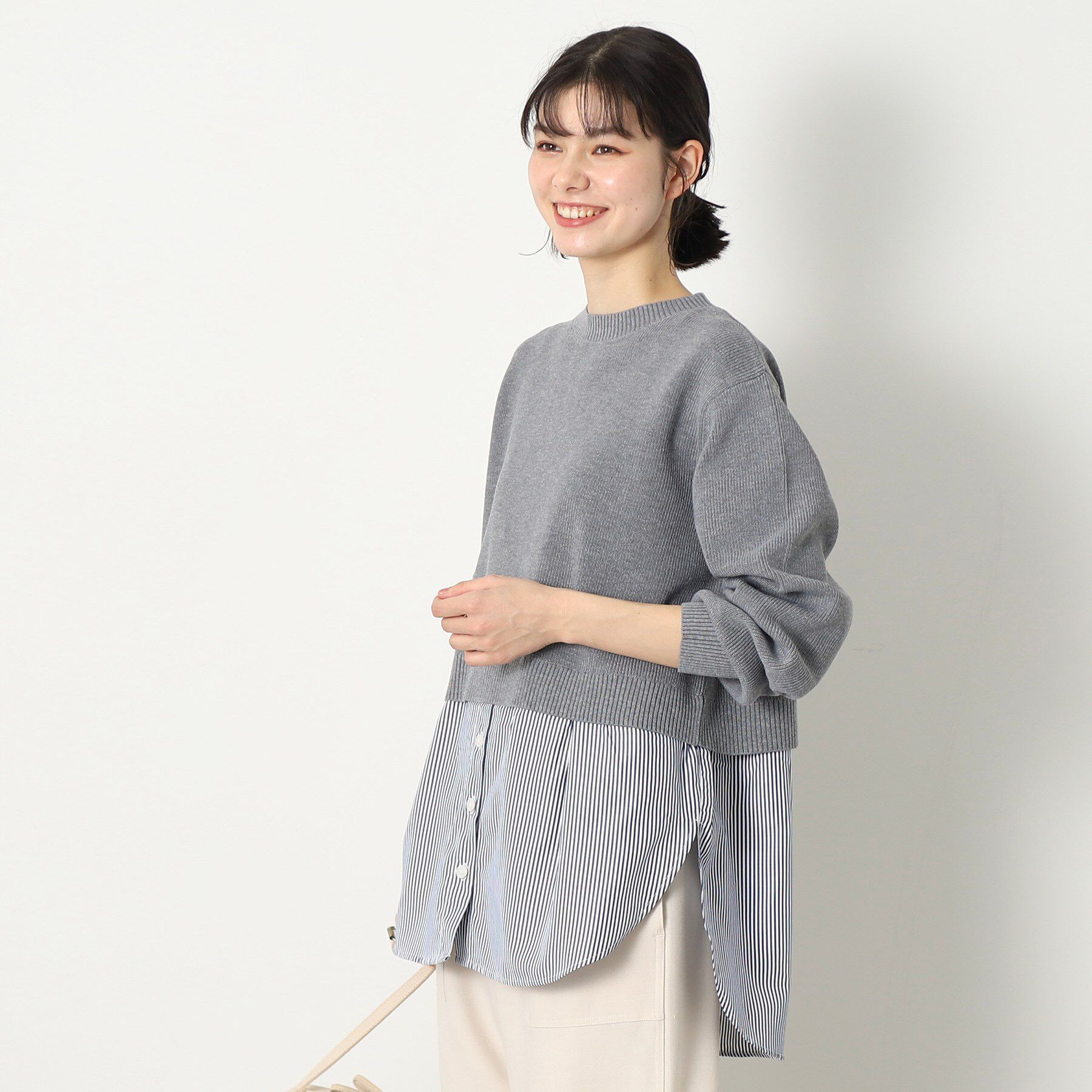 Dessin「【洗える】シャツレイヤード風ニット」|ニット・セーター|グレー(012)