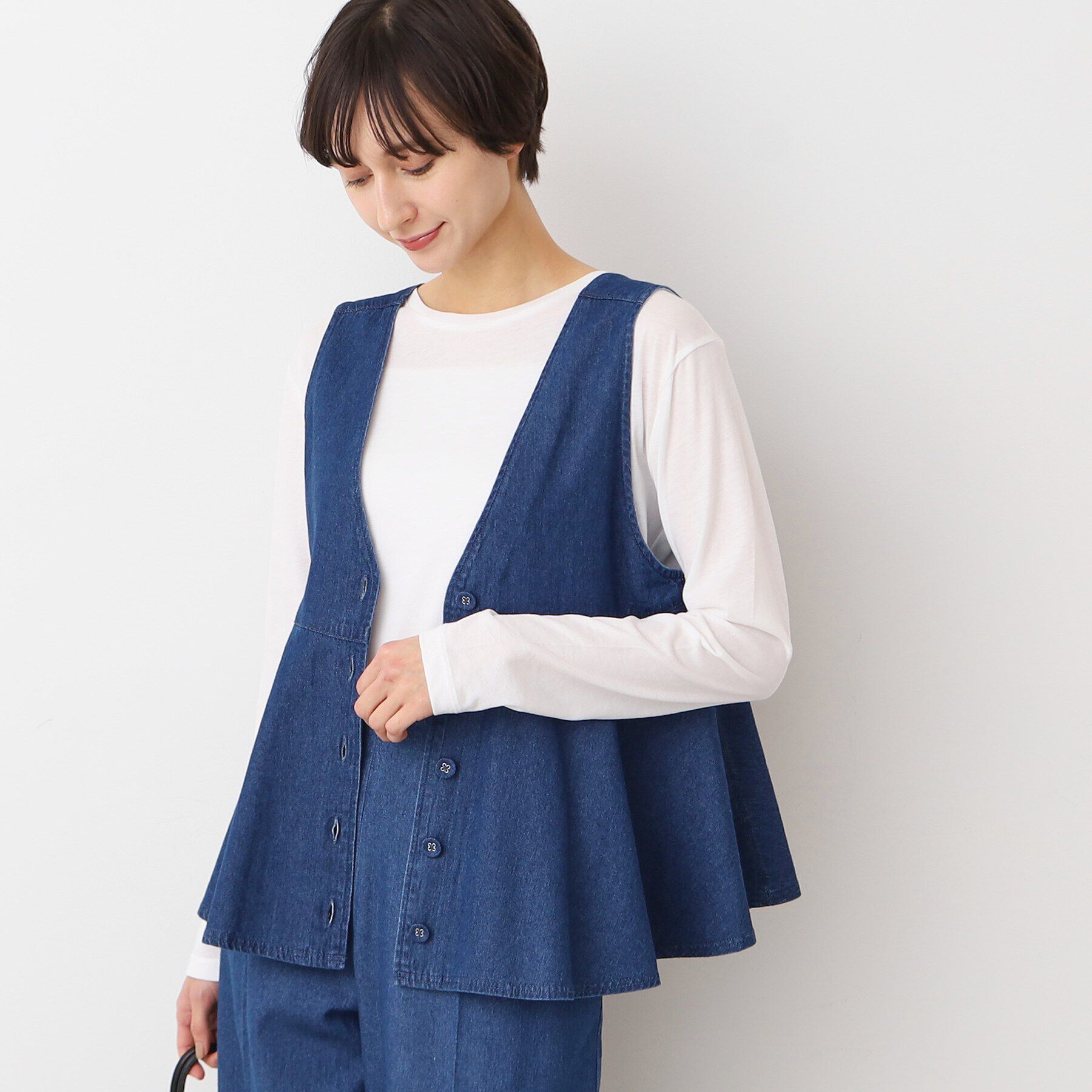 Dessin「【洗える】デニムペプラムベスト」|ベスト・ジレ|