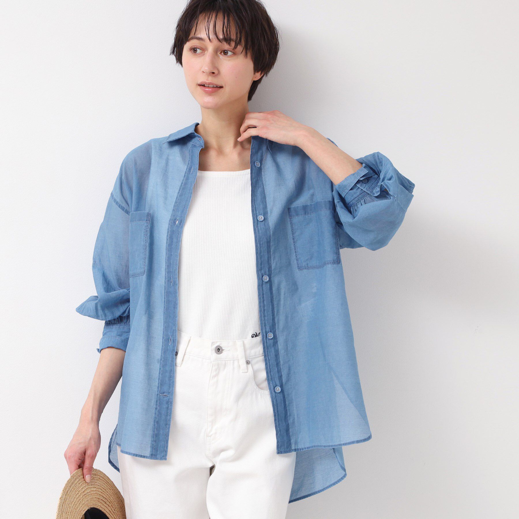 Dessin「【洗える】シアーデニムシャツ」|シャツ・ブラウス|