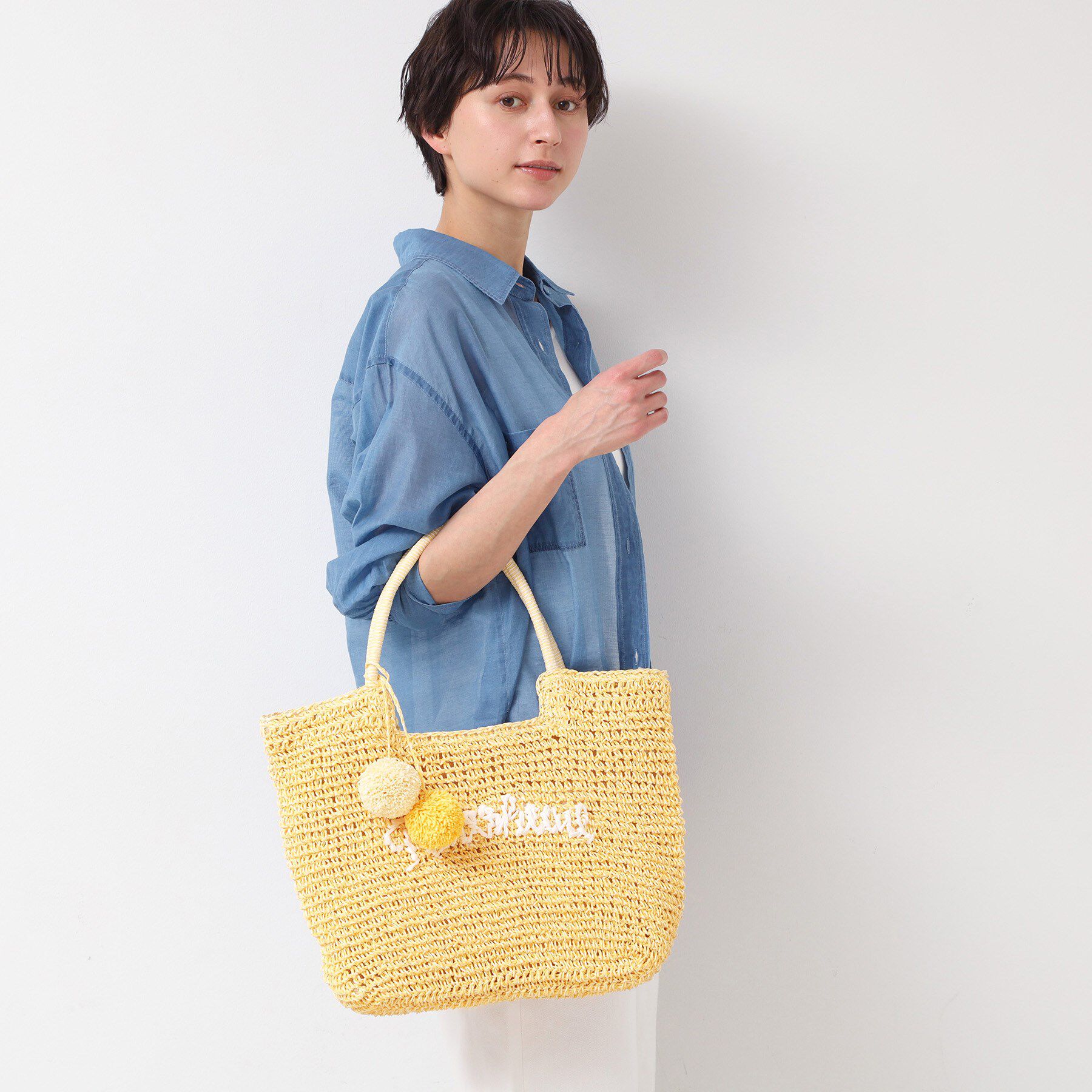 Dessin「【軽量・A4収納可】ポンポンチャームペーパーロゴトートバッグ」|トートバッグ|