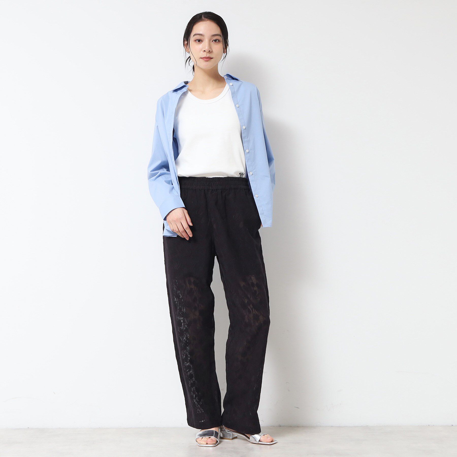 Dessin「【ウエストゴム・洗える】刺繍柄インドレースパンツ」|その他|