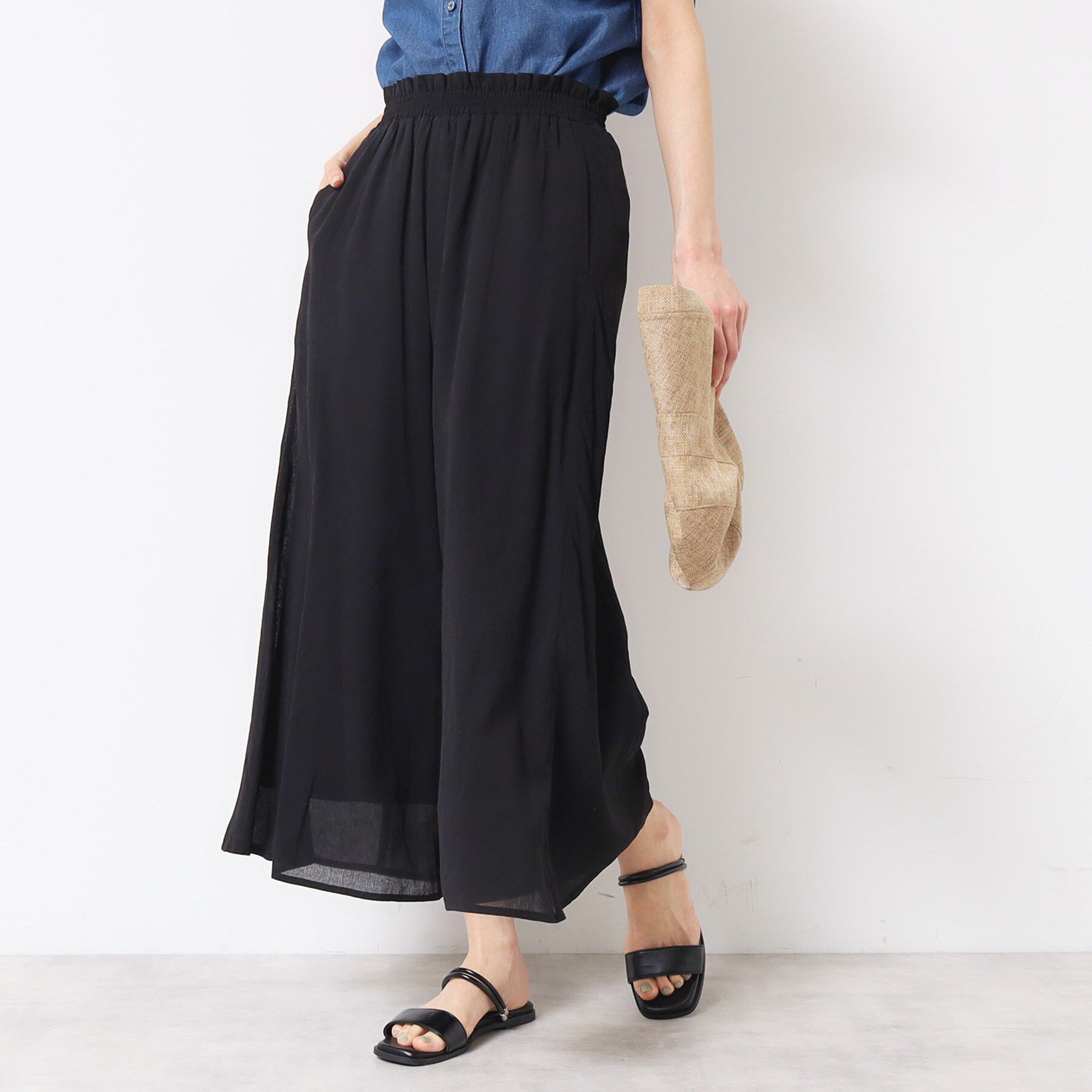 Dessin「【ウエストゴム・洗える】リラクシーパンツ」|その他|ブラック(019)