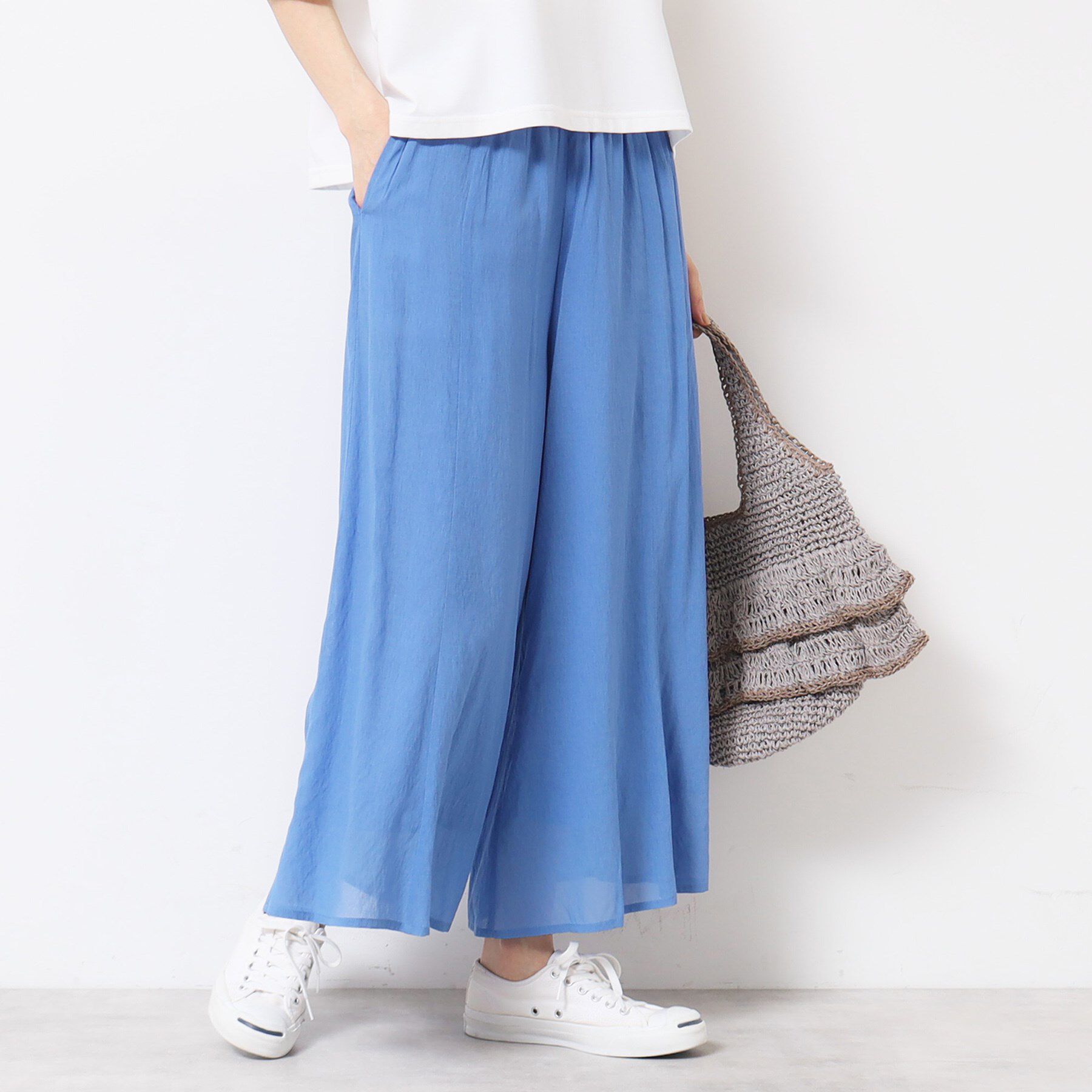 Dessin「【ウエストゴム・洗える】リラクシーパンツ」|その他|ブルー(092)