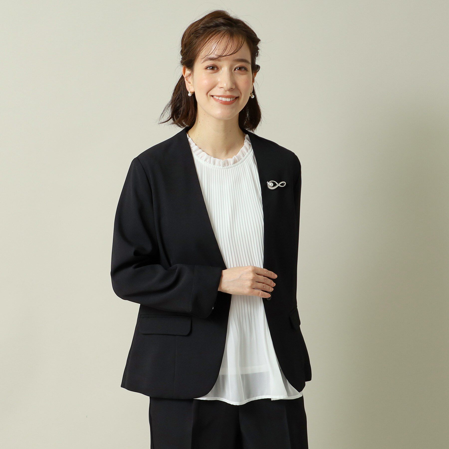 ITS&rsquo;DEMO「【通勤／手洗い可／吸水速乾】ツイルノーカラージャケット」|ノーカラージャケット|