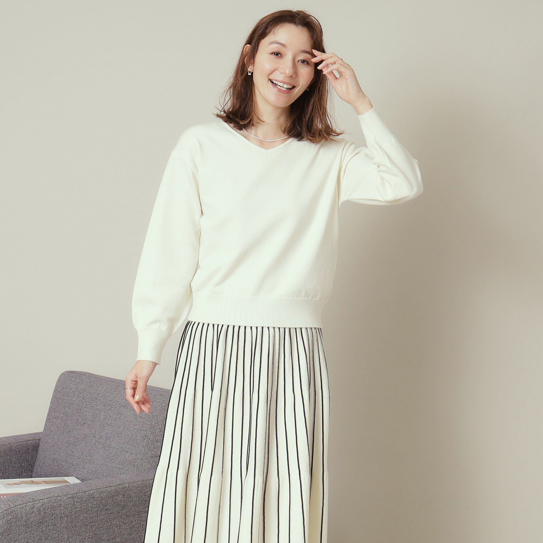 ITS&rsquo;DEMO「【通勤／手洗い可】Vネック&times;フレアスカートセットアップ」|スーツ|