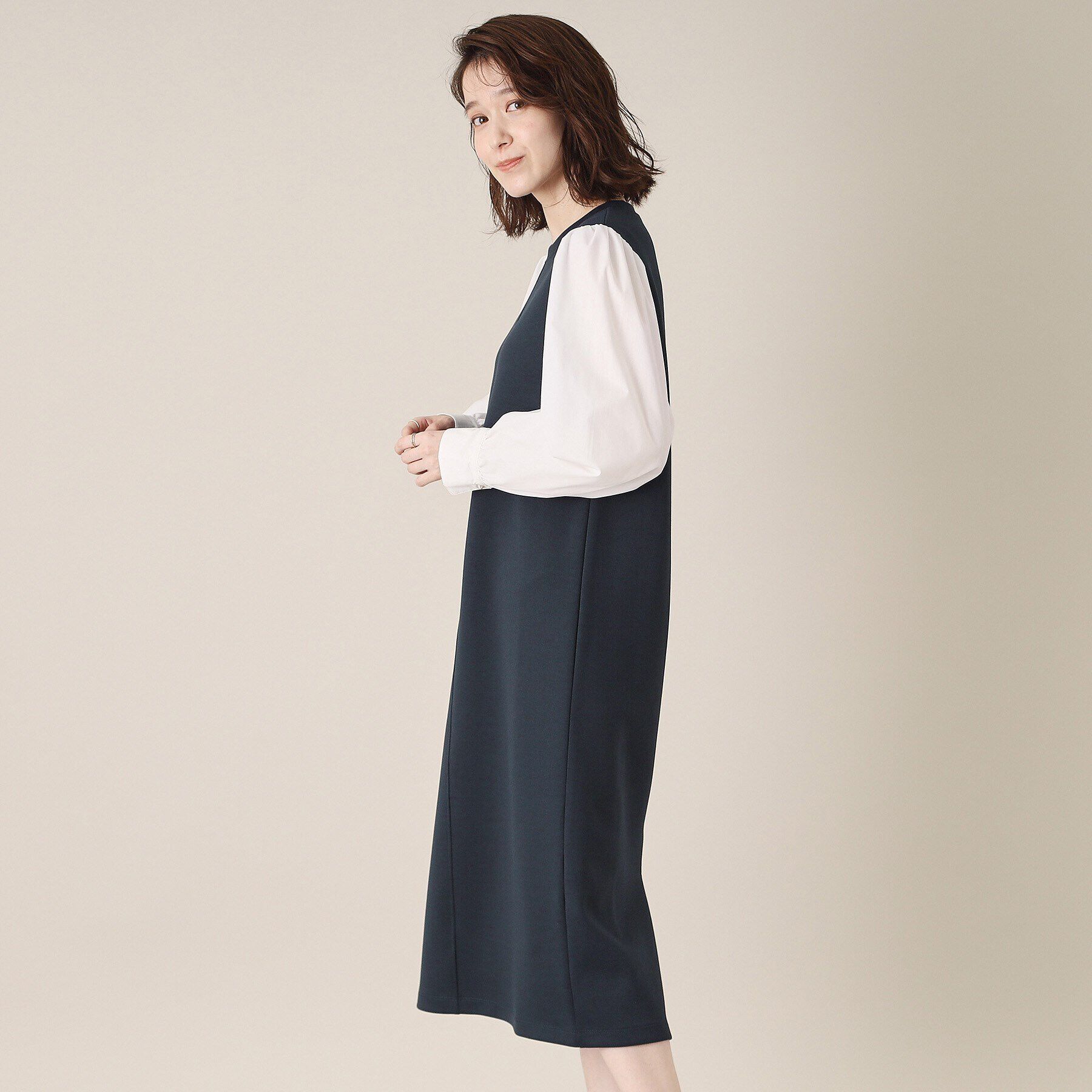 ITS&rsquo;DEMO「【手洗い可】ダンボールジャージーワンピース」|ワンピース|