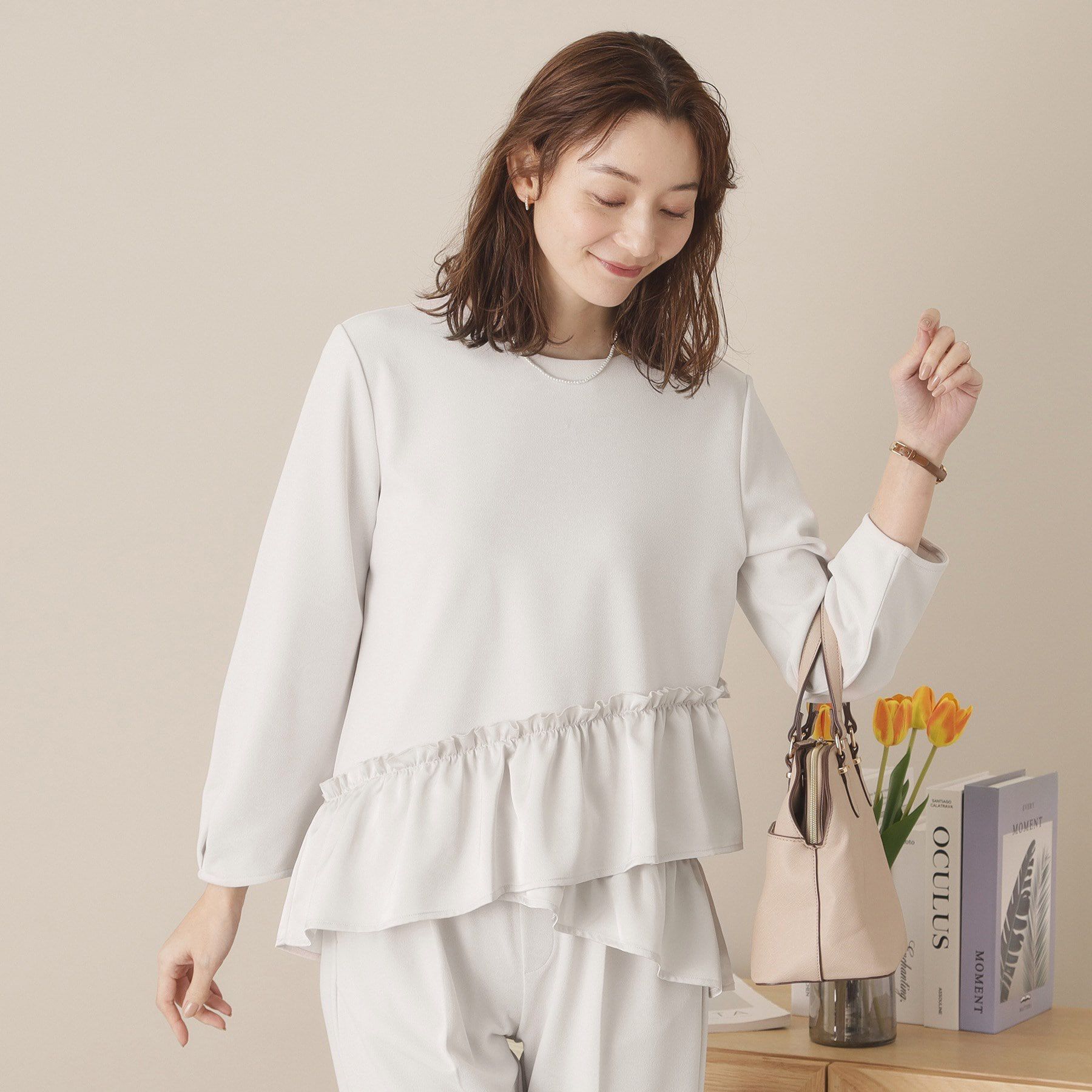 ITS&rsquo;DEMO「【通勤／手洗い可】カットジョーゼットブラウス」|シャツ・ブラウス|グレージュ(050)