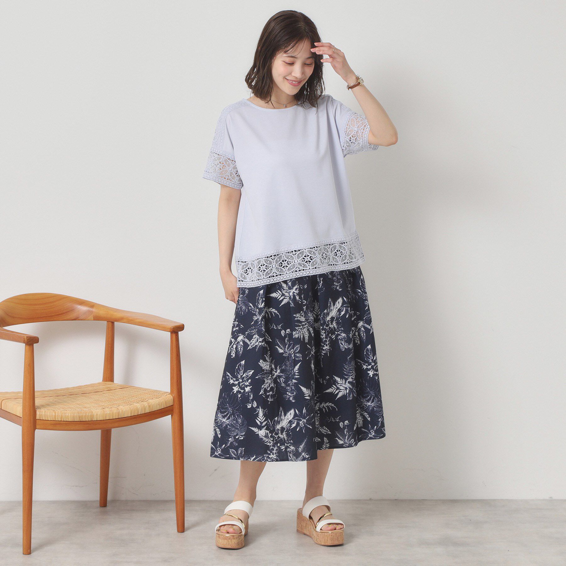 ITS&rsquo;DEMO「【吸水速乾／手洗い可／洗濯後しわになりにくい】カットミラノレーストップス」|Tシャツ・カットソー|