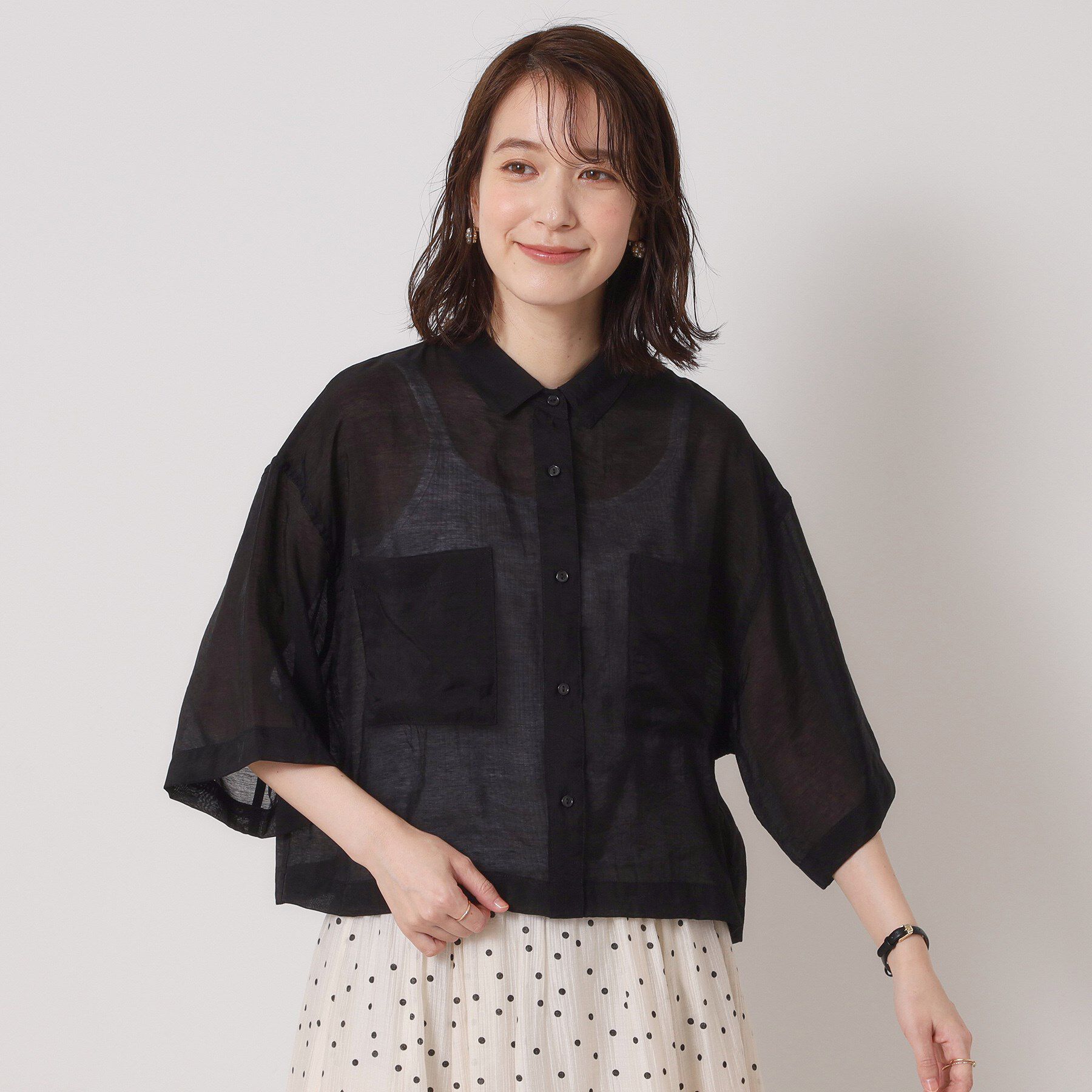 ITS&rsquo;DEMO「【手洗い可】シアーショート丈シャツ」|シャツ・ブラウス|