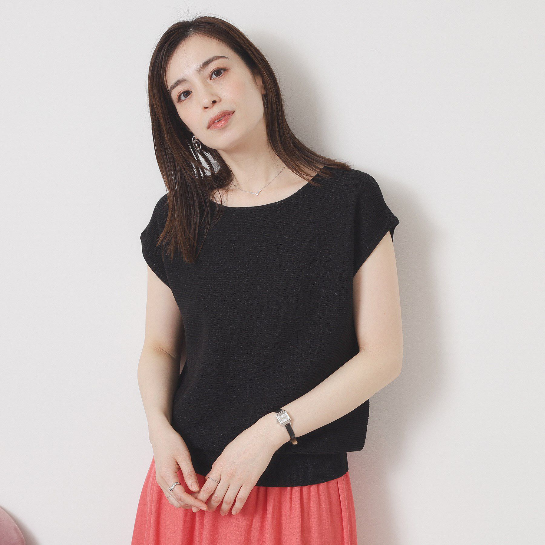 ITS&rsquo;DEMO「【さらりタッチ／ラメ／洗濯機OK】ラメガーターフレンチニット」|ニット・セーター|