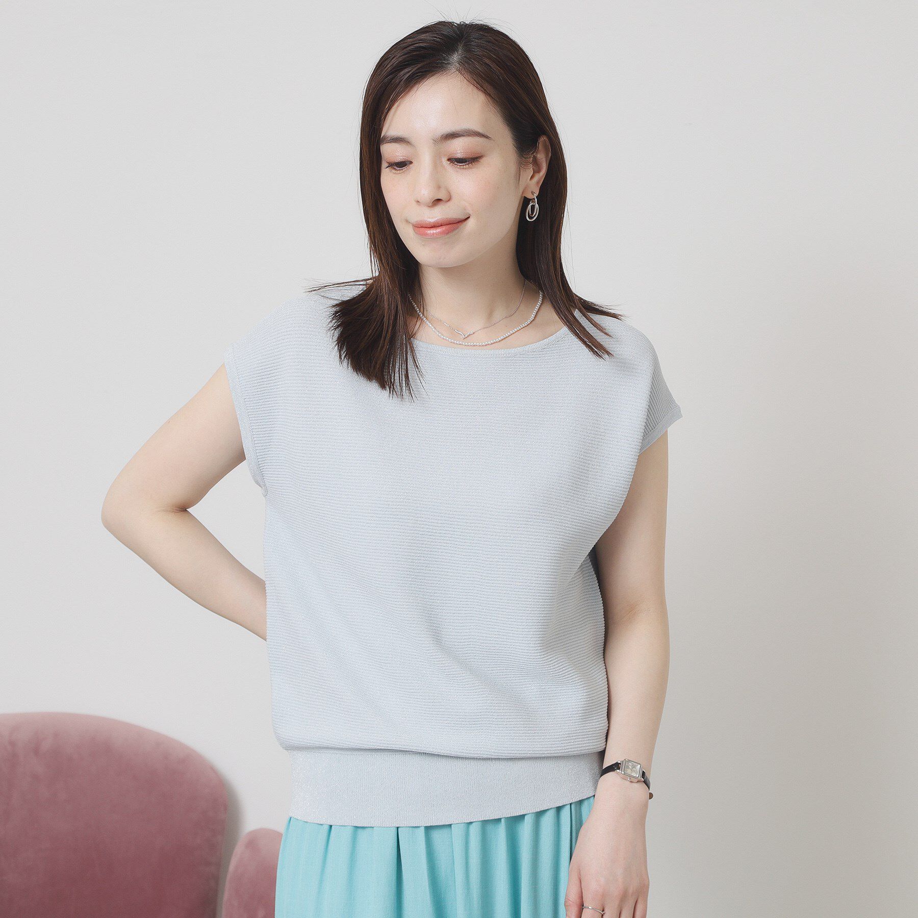 ITS&rsquo;DEMO「【さらりタッチ／ラメ／洗濯機OK】ラメガーターフレンチニット」|ニット・セーター|