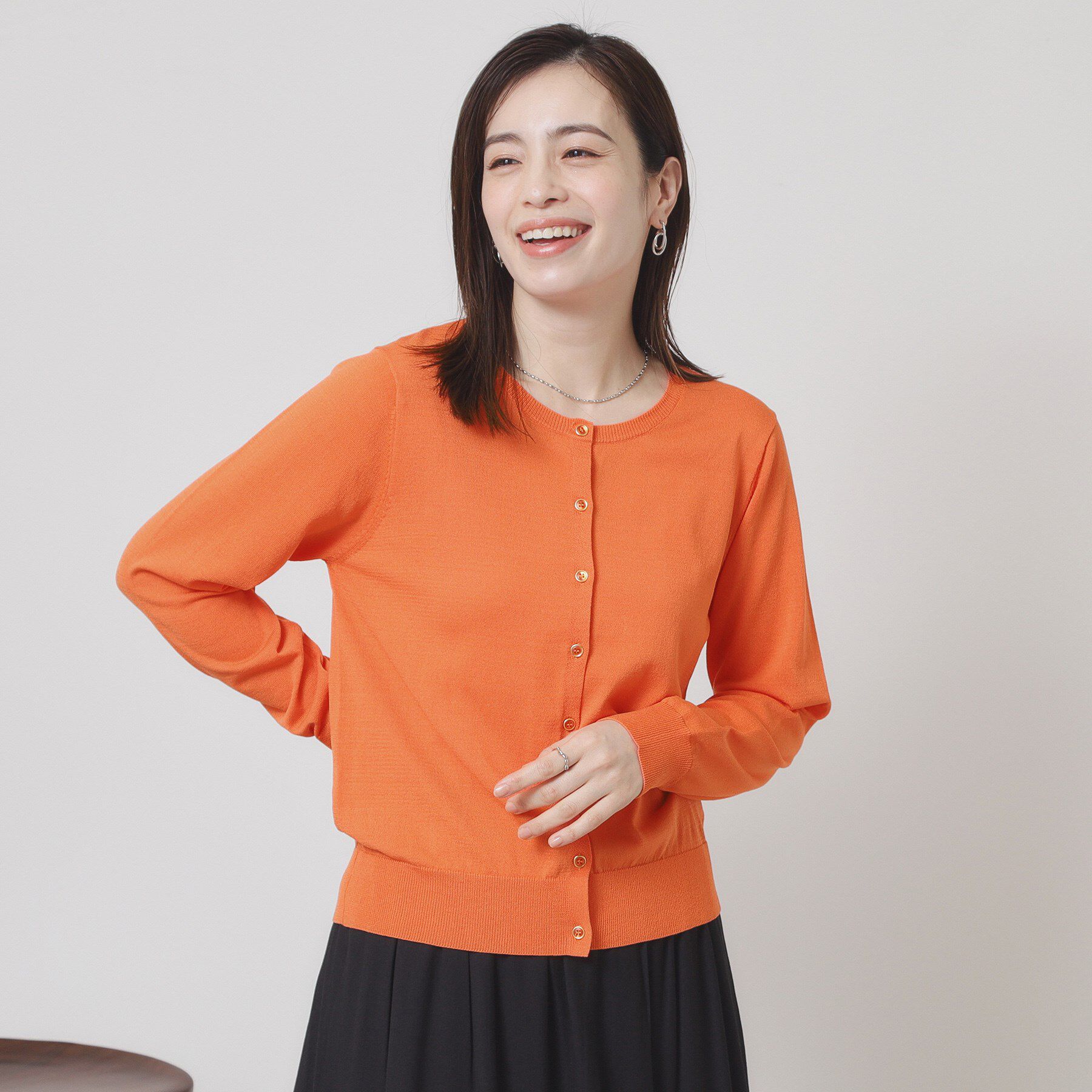 ITS&rsquo;DEMO「【UV／冷感／毛玉防止／手洗い可／M・L展開】クルーニットカーディガン」|カーディガン|オレンジ(067)