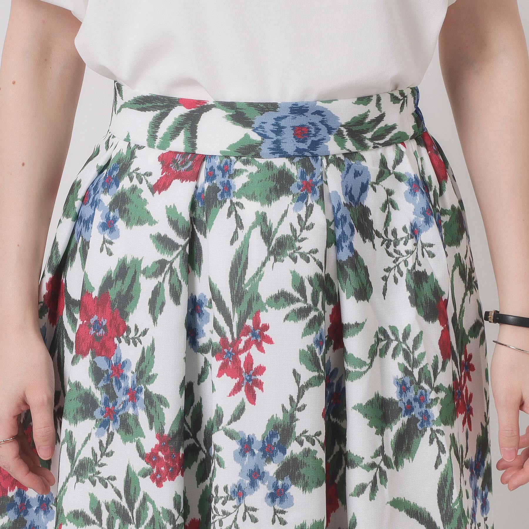 ITS&rsquo;DEMO「【清涼感／ウエストゴム／手洗い可】花柄麻調スカート」|スカート|