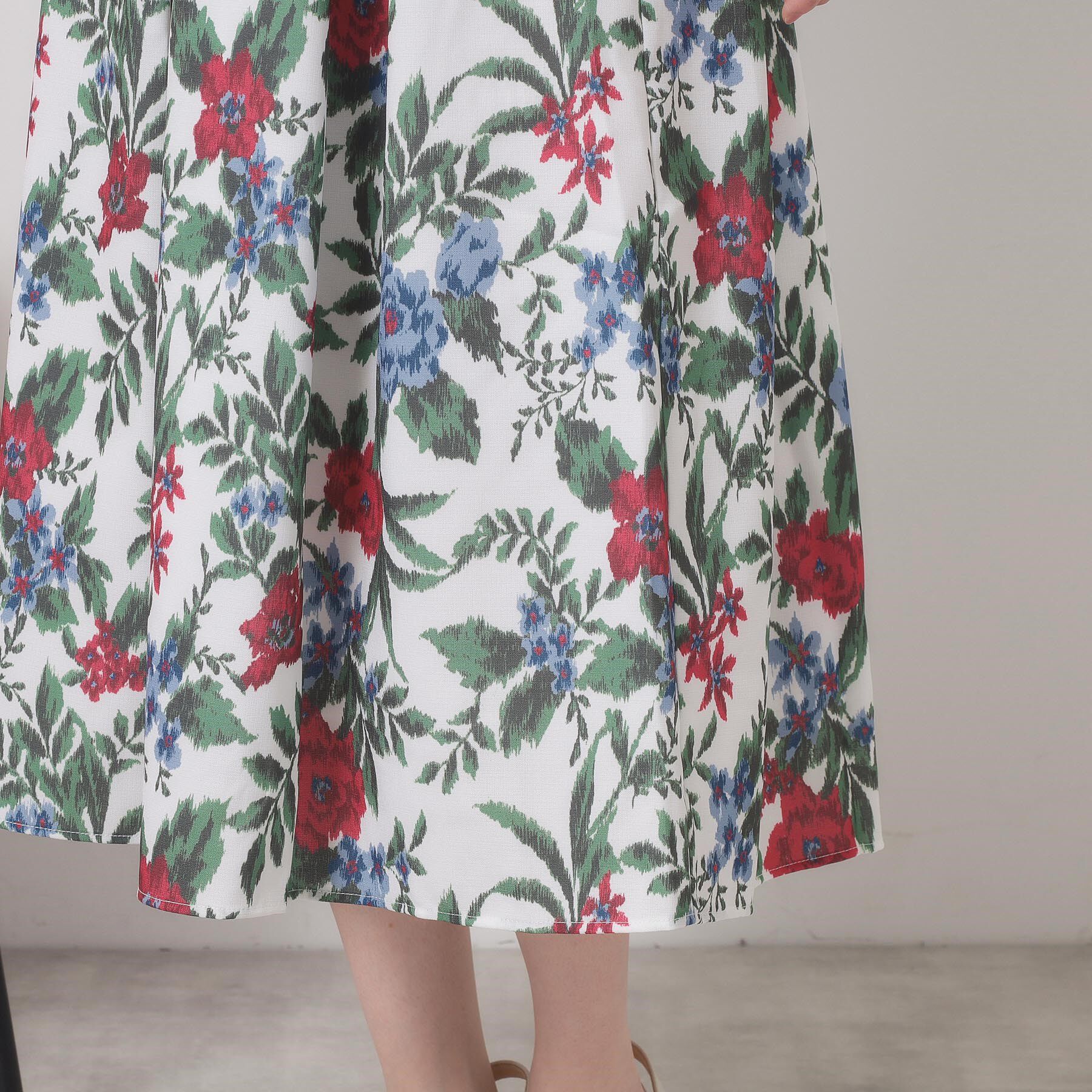 ITS&rsquo;DEMO「【清涼感／ウエストゴム／手洗い可】花柄麻調スカート」|スカート|