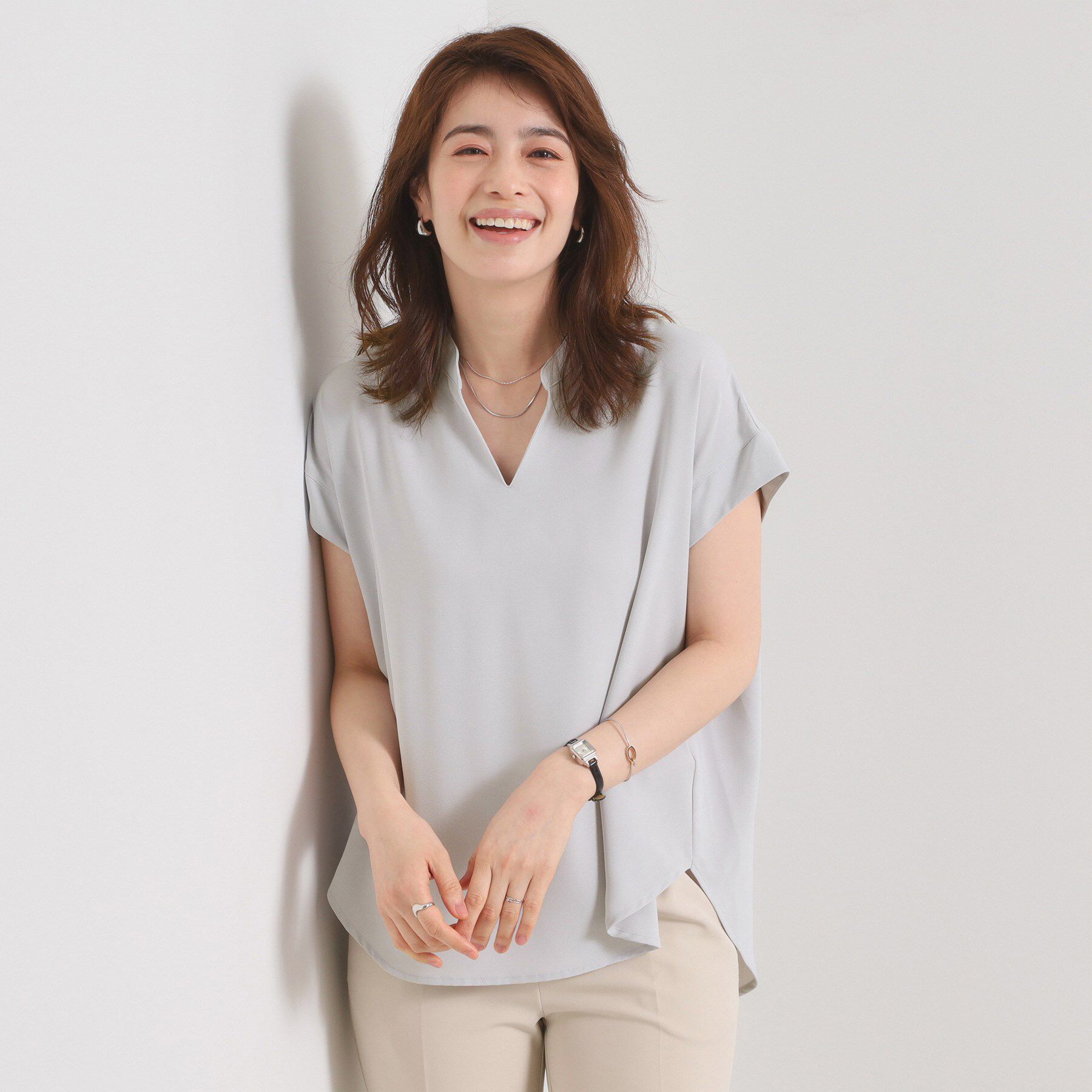 ITS&rsquo;DEMO「【接触冷感／手洗い可】バックギャザーブラウス」|シャツ・ブラウス|