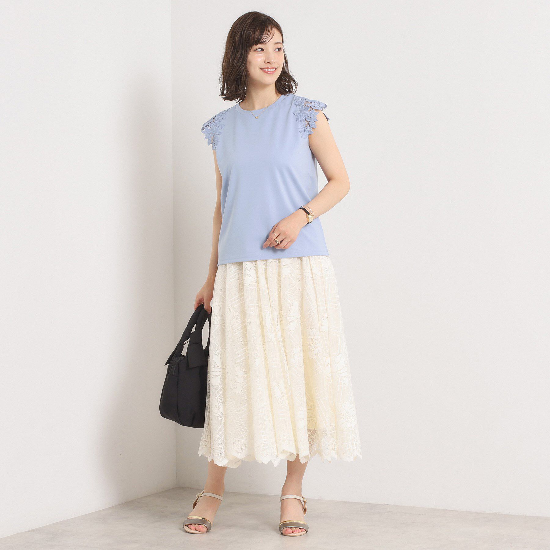 ITS&rsquo;DEMO「【手洗い可】袖レースポンチプルオーバー」|Tシャツ・カットソー|