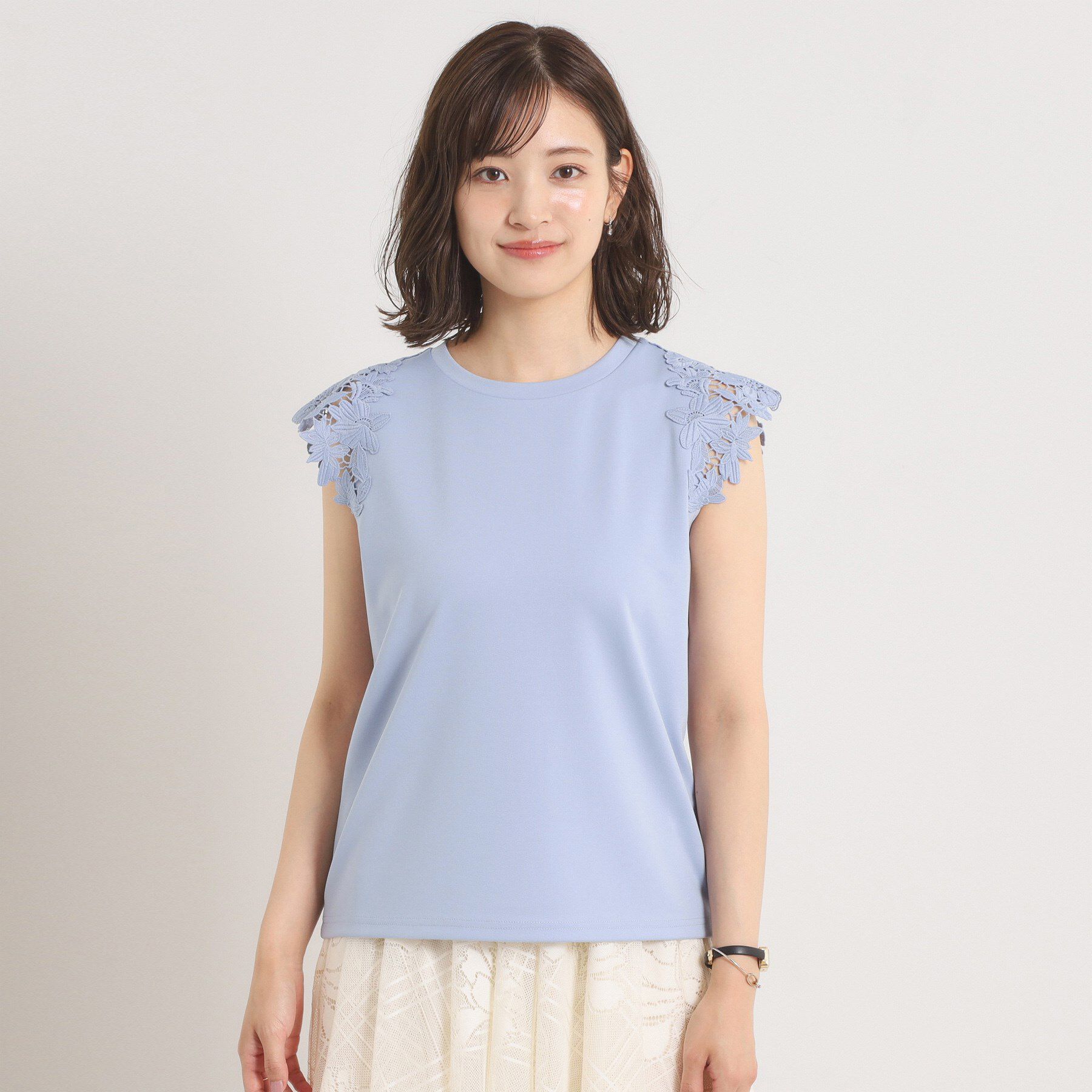 ITS&rsquo;DEMO「【手洗い可】袖レースポンチプルオーバー」|Tシャツ・カットソー|