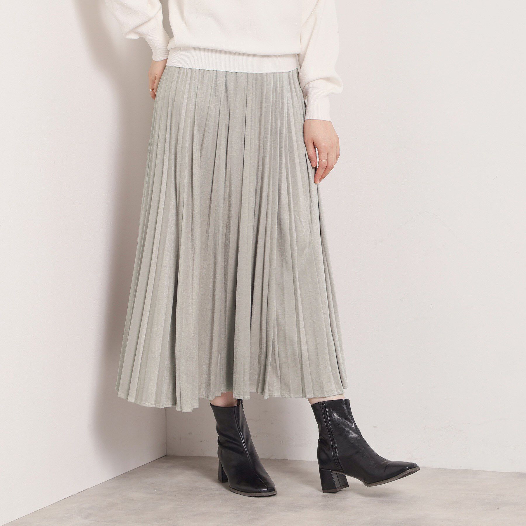 ITS&rsquo;DEMO「【手洗い可/ウエストゴム】フェイクスエードプリーツスカート」|スカート|