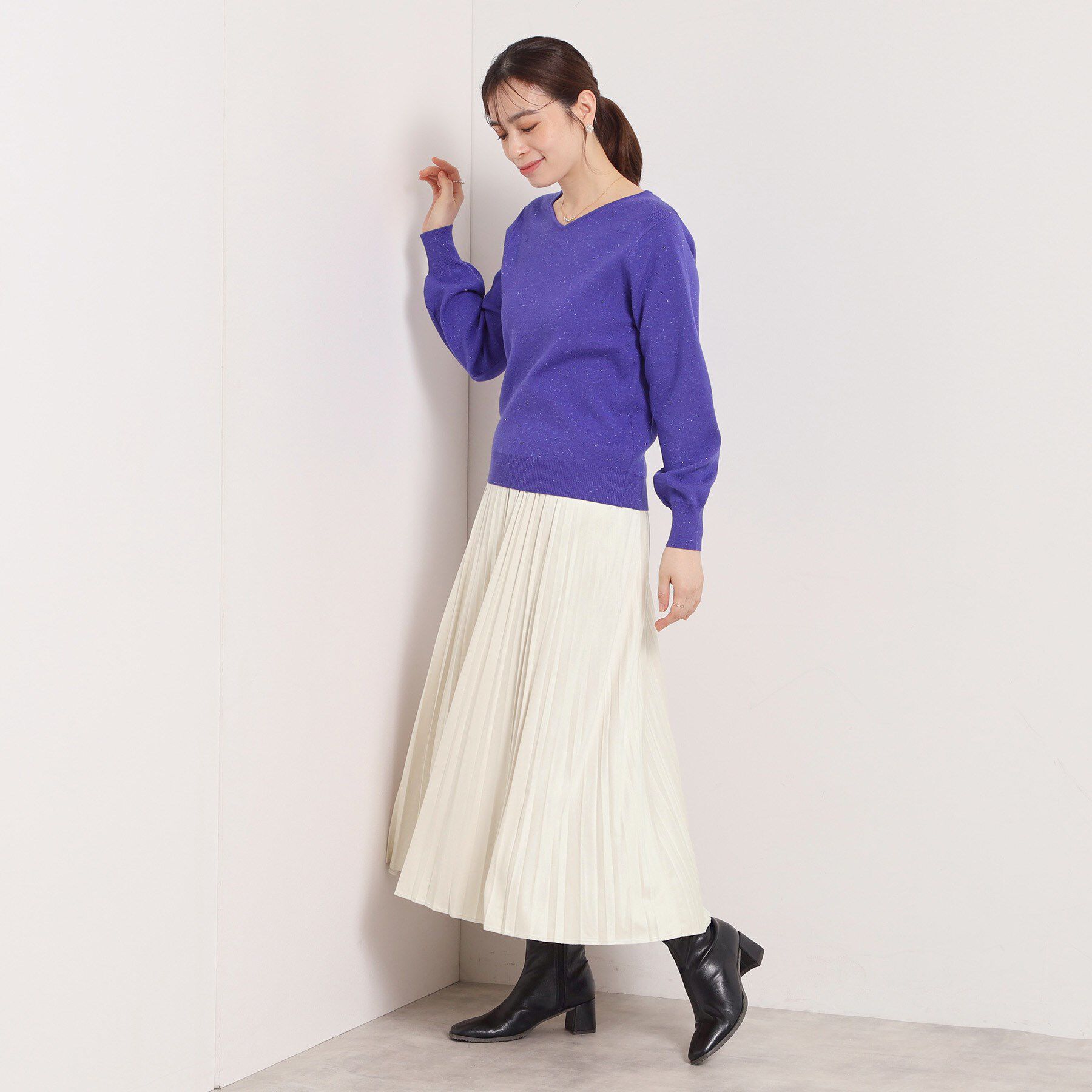 ITS&rsquo;DEMO「【手洗い可/ウエストゴム】フェイクスエードプリーツスカート」|スカート|