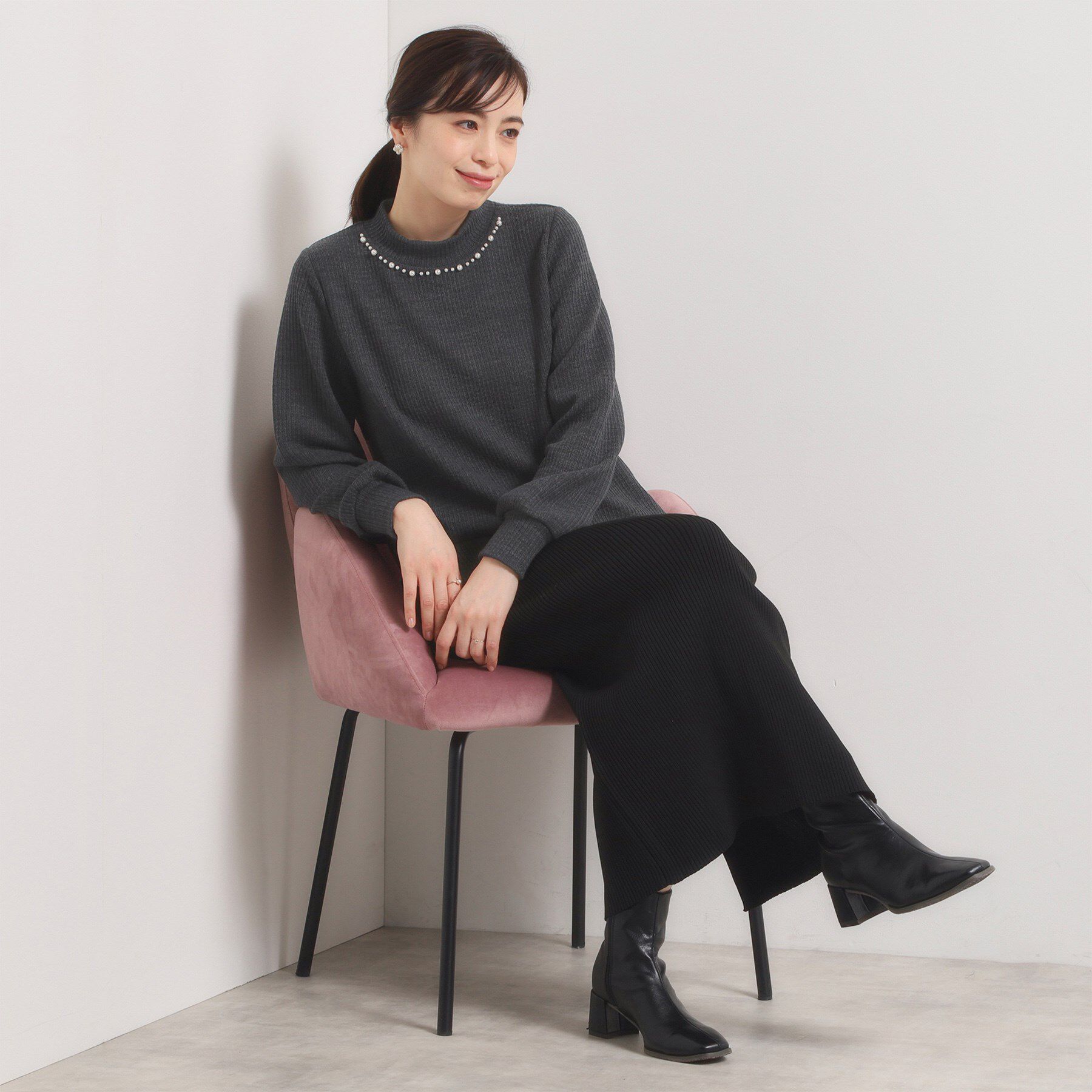 ITS&rsquo;DEMO「【手洗い可】パール調衿起毛リブプルオーバー」|Tシャツ・カットソー|