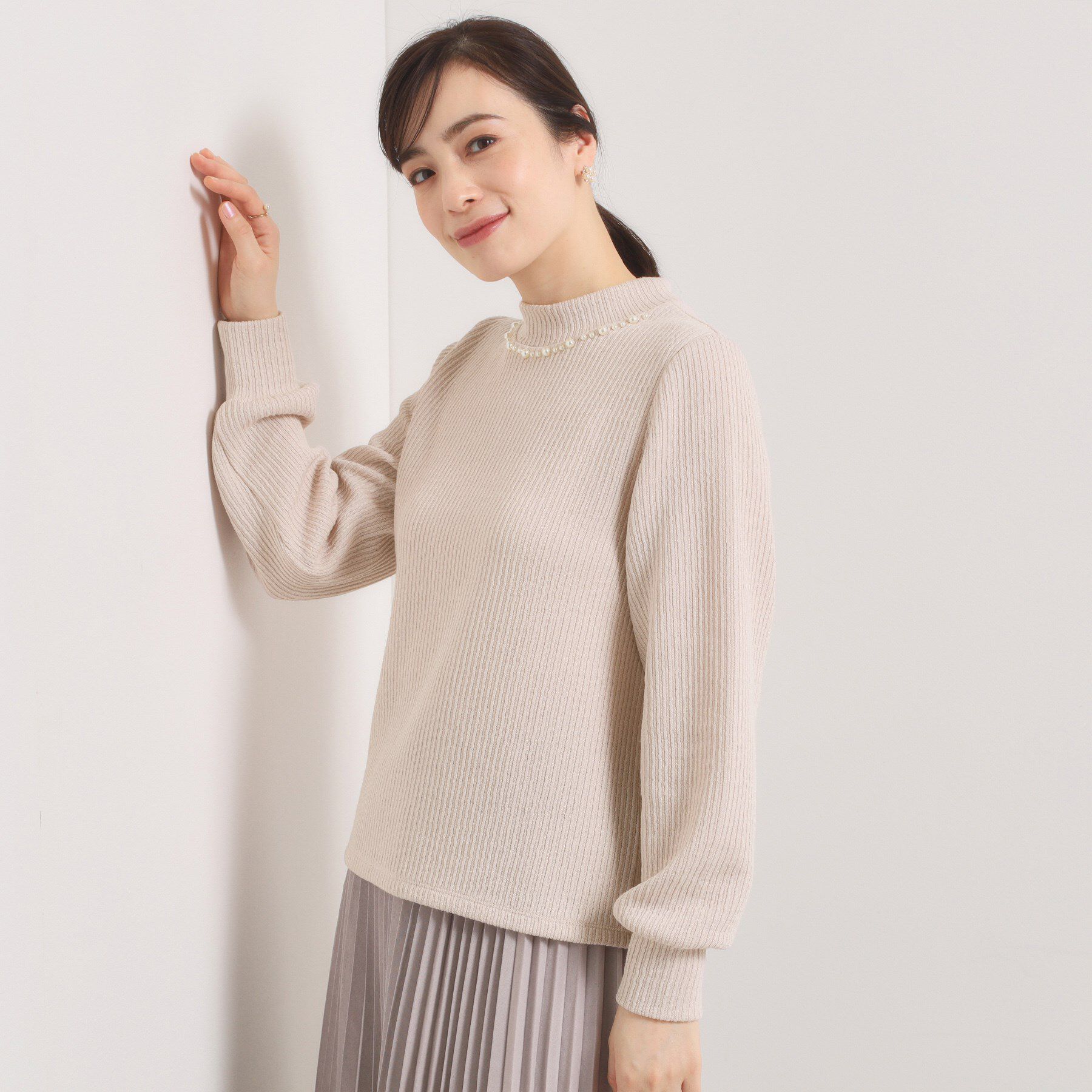 ITS&rsquo;DEMO「【手洗い可】パール調衿起毛リブプルオーバー」|Tシャツ・カットソー|