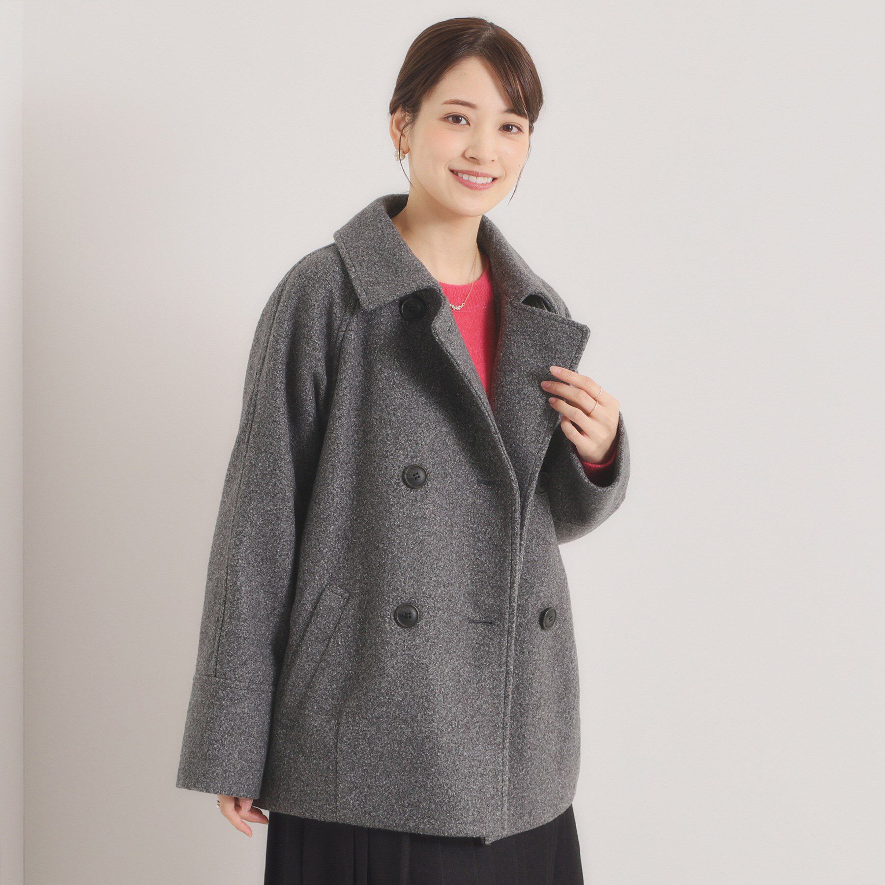 ITS&rsquo;DEMO「ブークレーダブルコート」|ピーコート|チャコールグレー(0