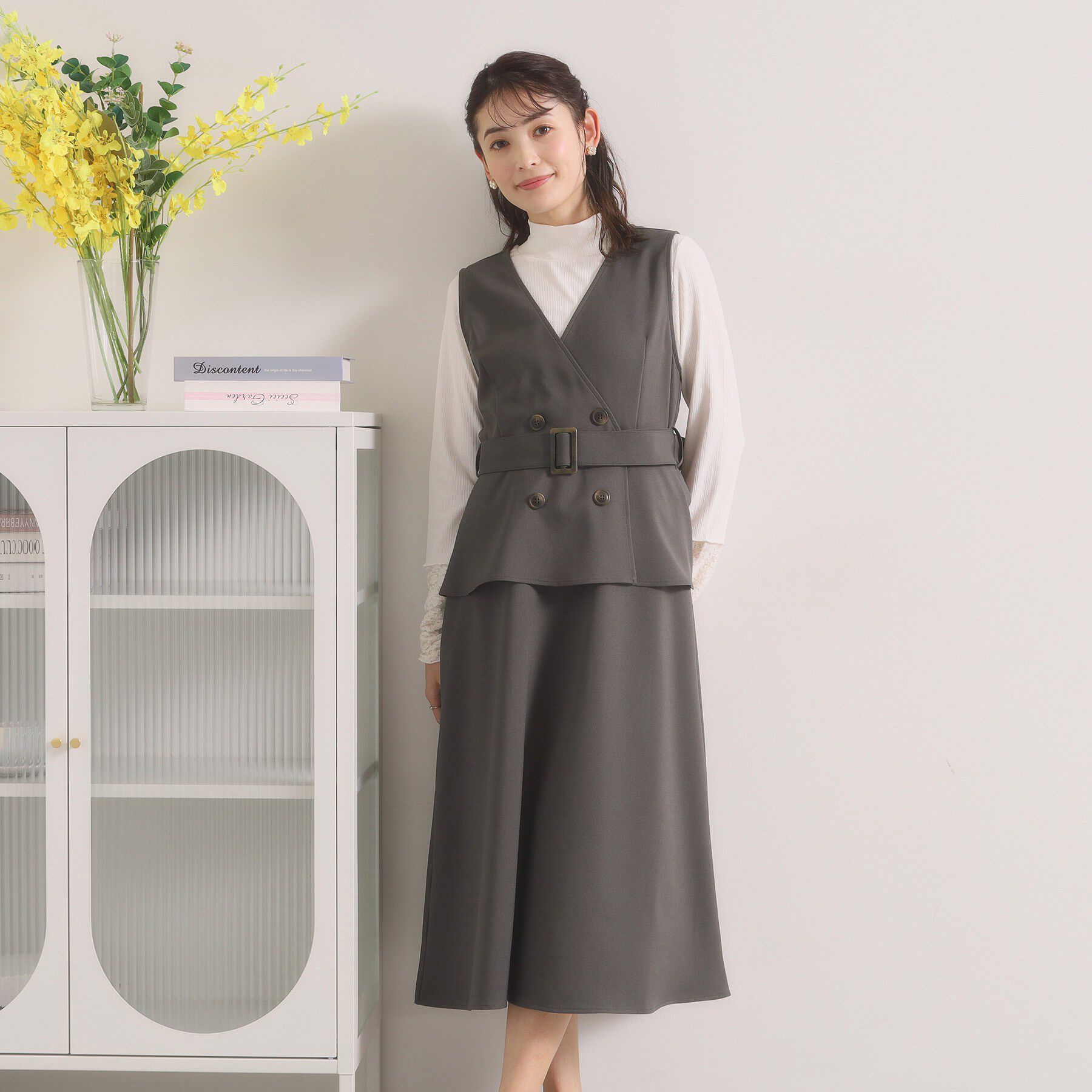 ITS&rsquo;DEMO「【手洗い可】トレンチ風ジャンスカ」|ワンピース|チャコールグレー(0