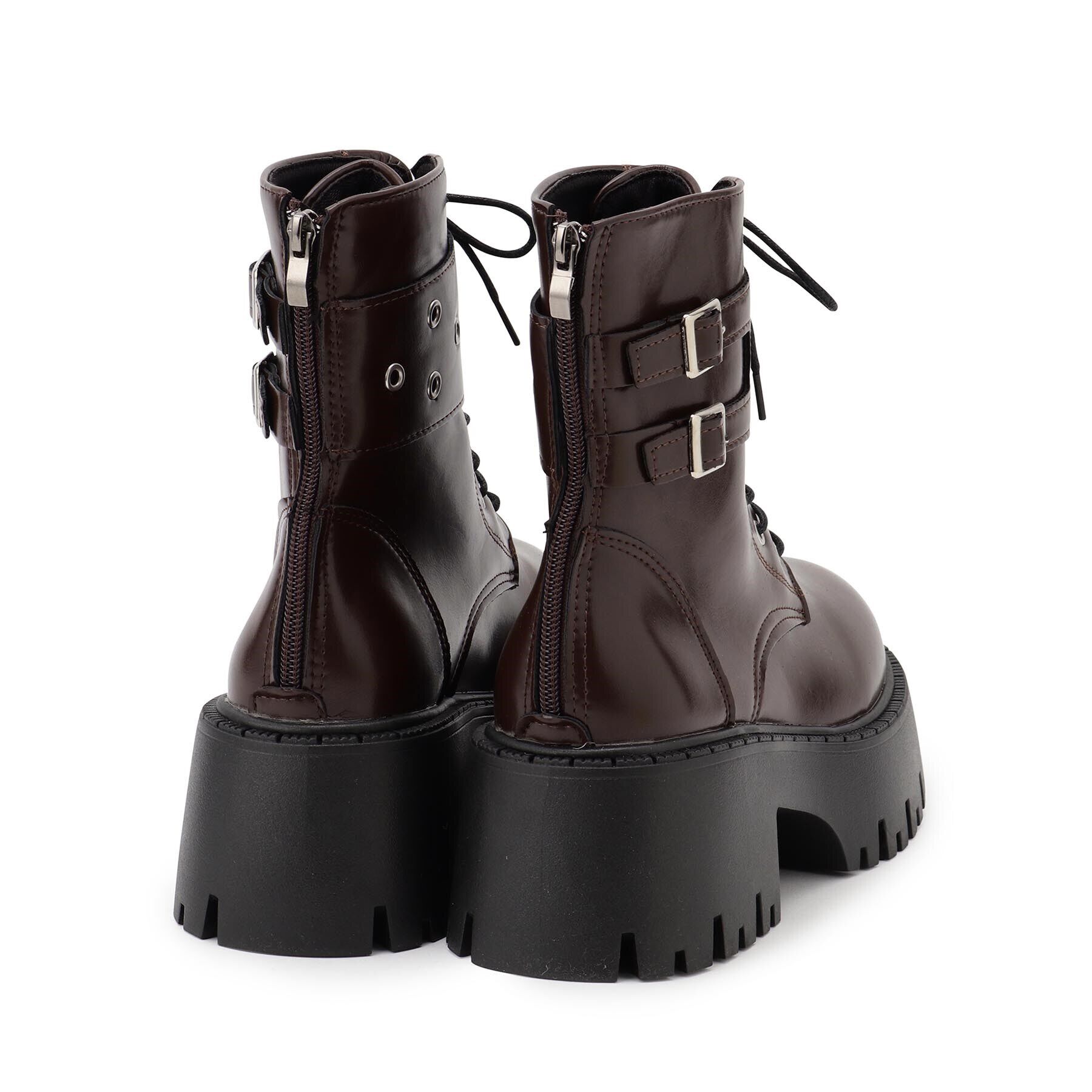 csT&P「厚底ダブルベルトレースアップブーツ」|ショートブーツ|